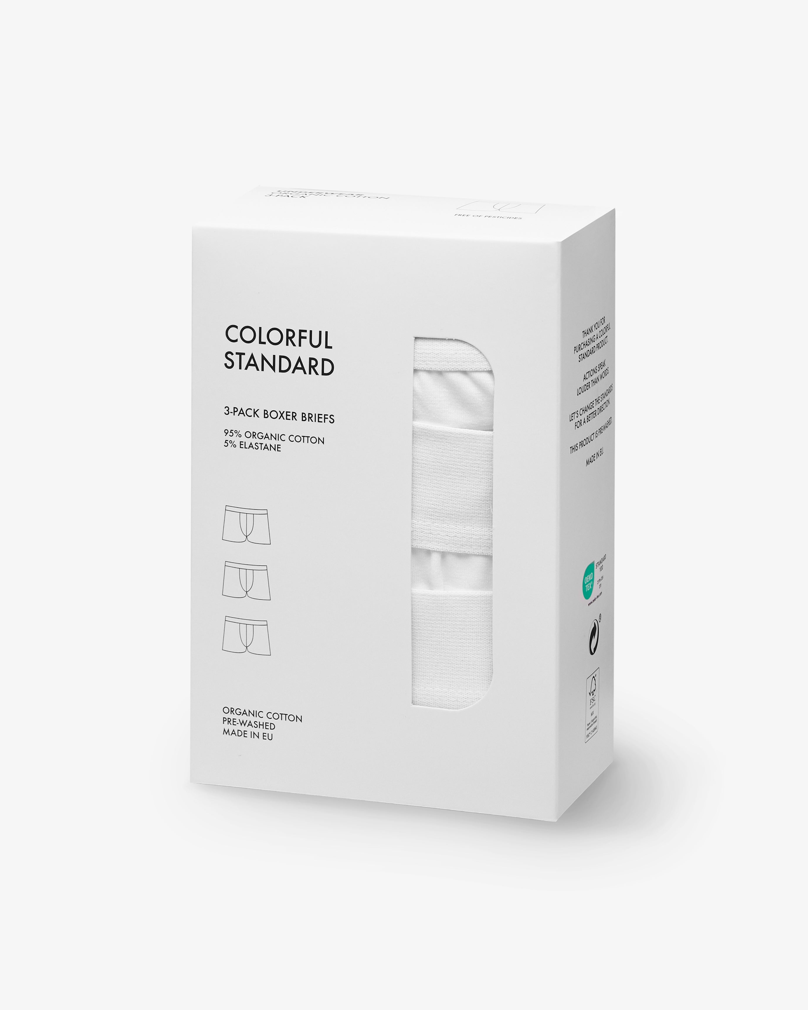 Colorful Standard Organic Boxer Briefs 3-Pack - Optical White Box