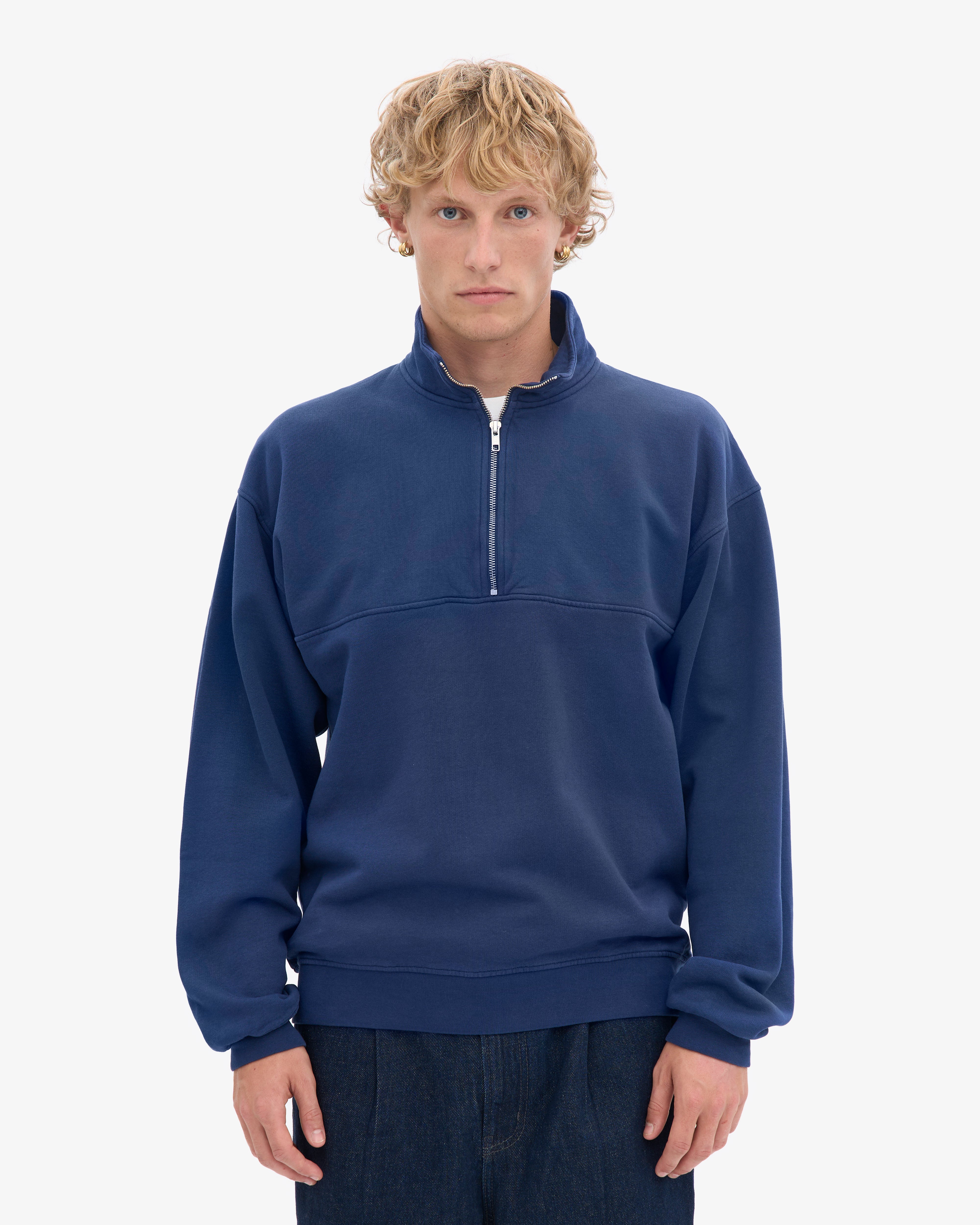 Organic Quarter Zip - Marine Blue