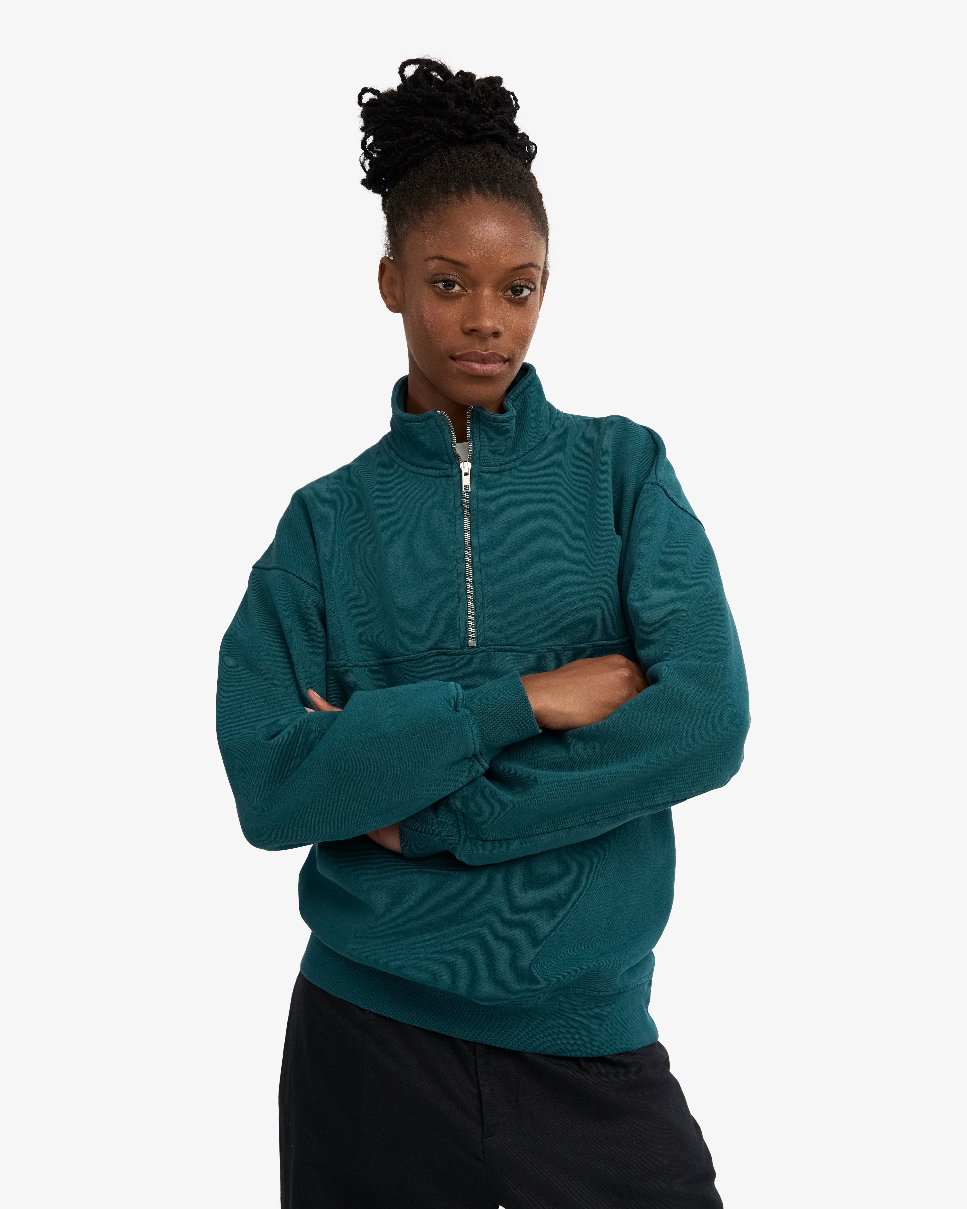 Organic Quarter Zip - Ocean Green