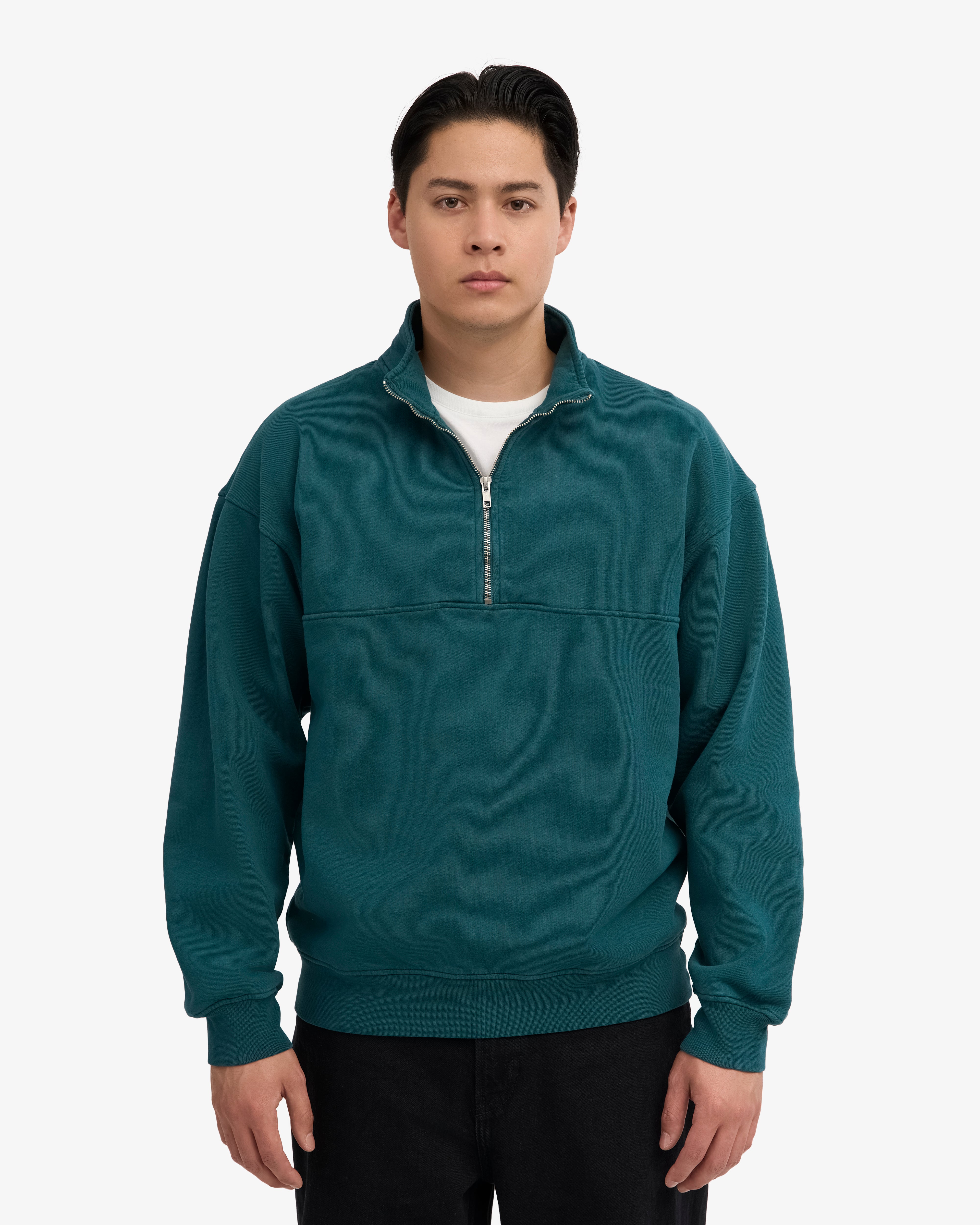 Organic Quarter Zip - Ocean Green