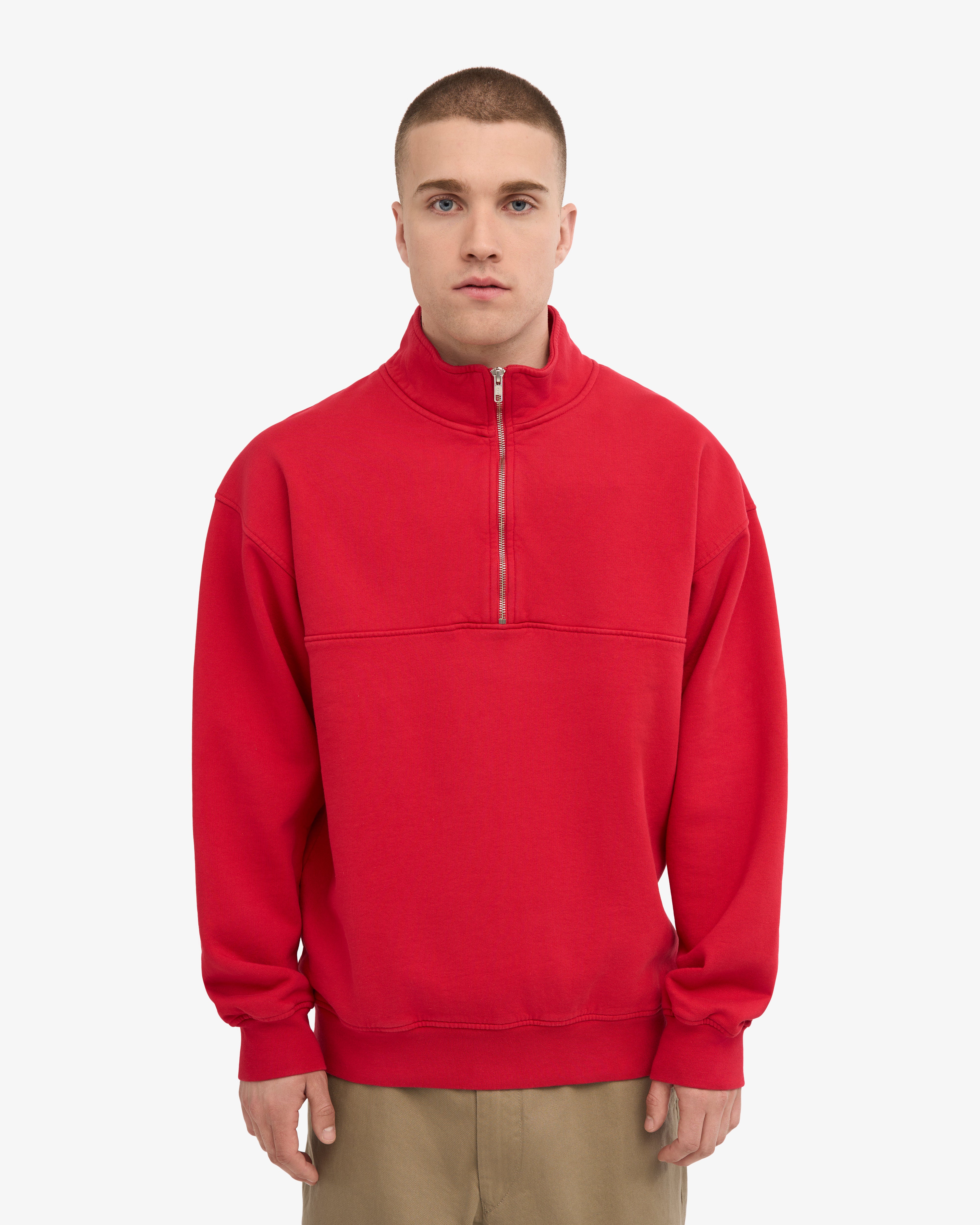 Organic Quarter Zip - Scarlet Red