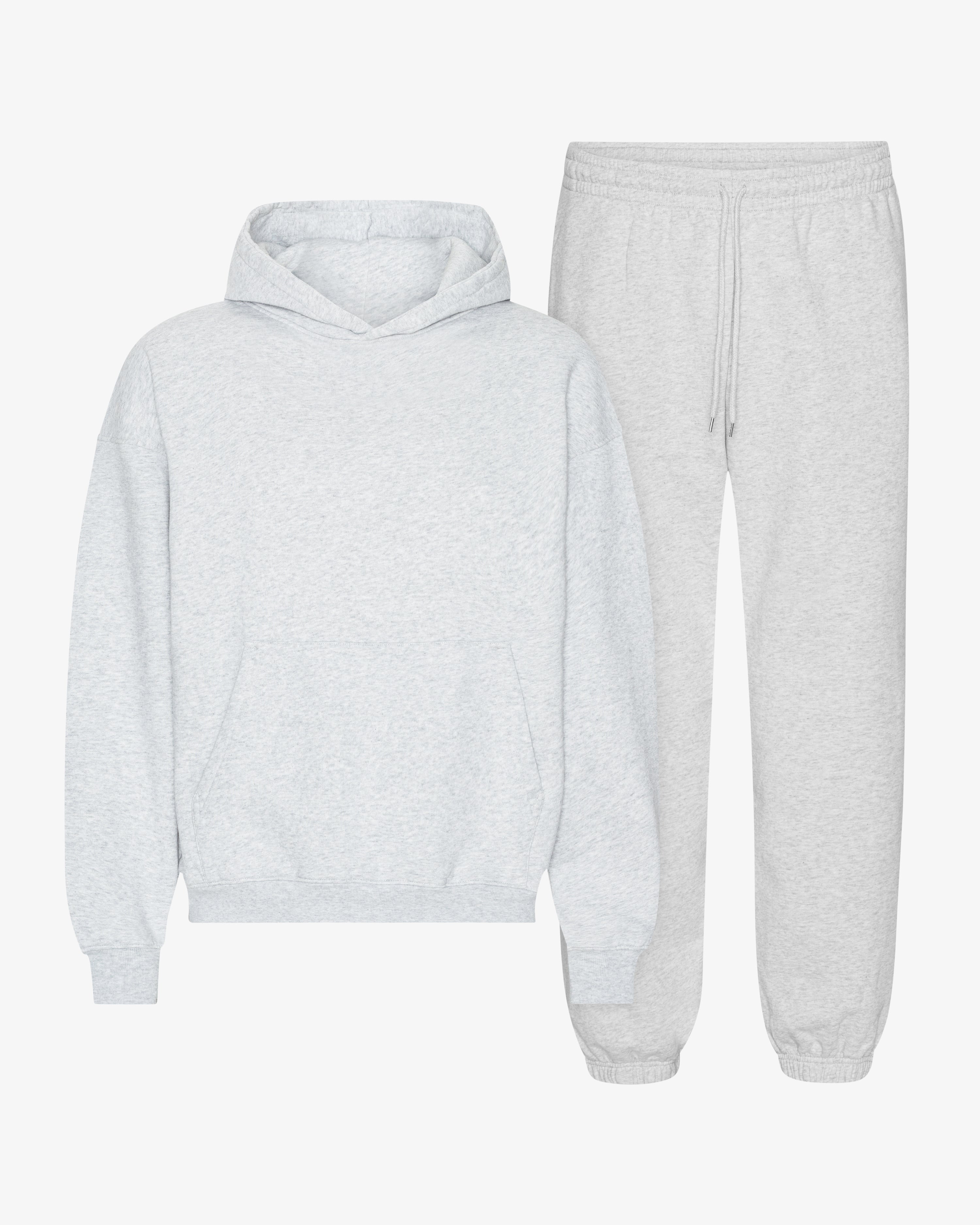 Organic Relaxed Hood Sweatsuit - Snow Melange
