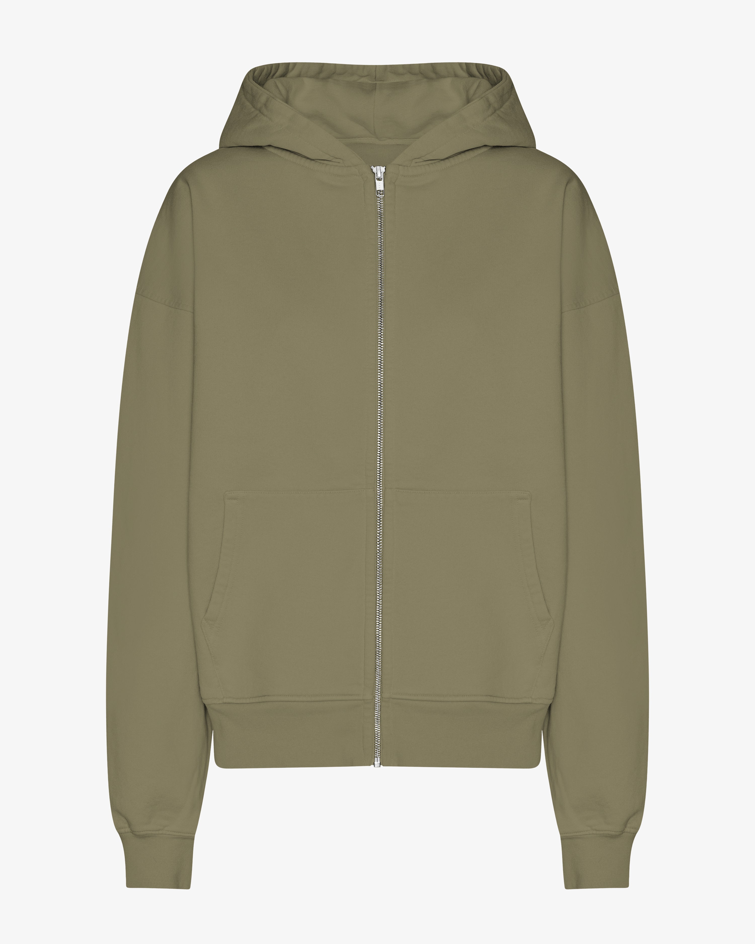 Organic Oversized Zip Hood - Dusty Olive