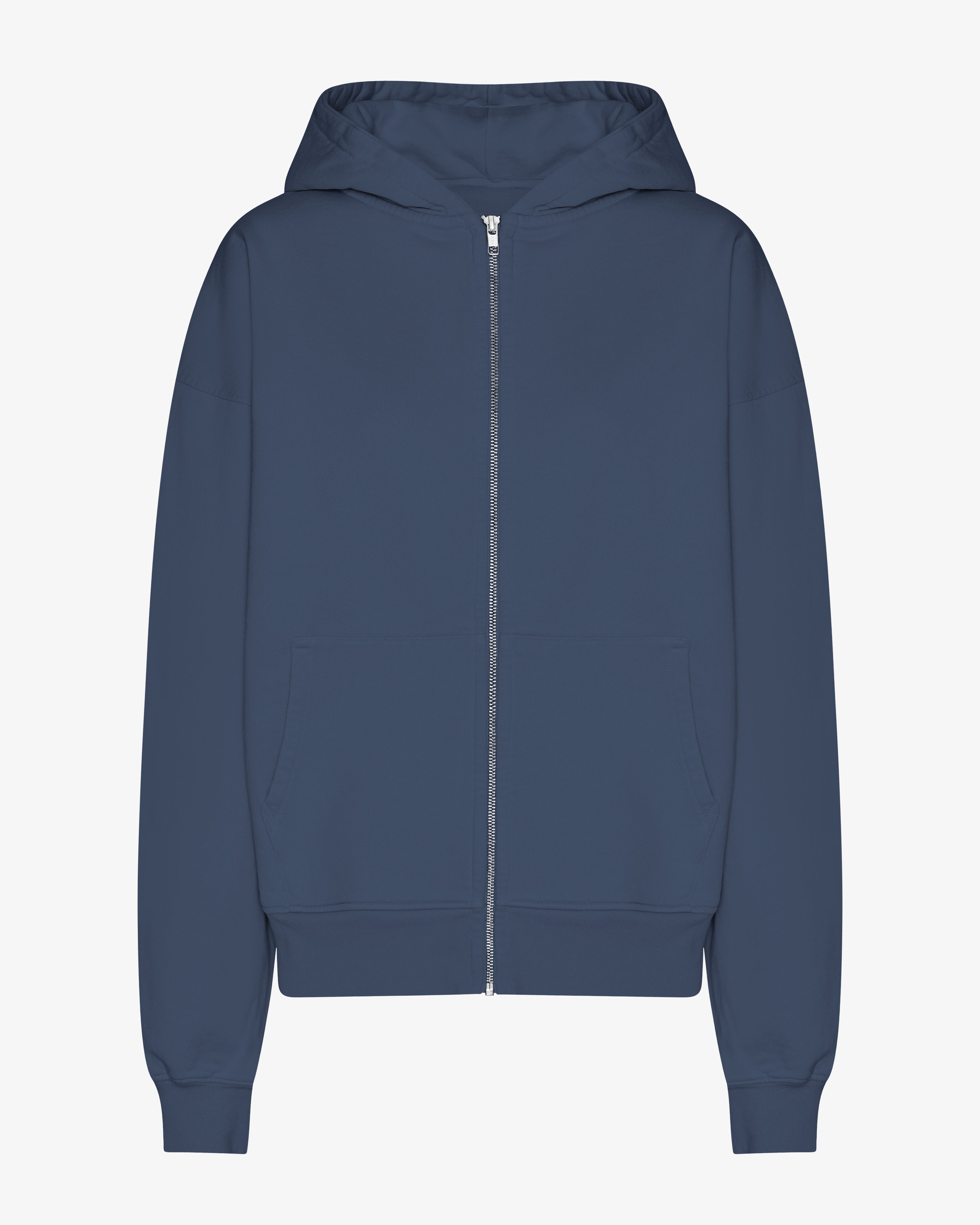 Organic Oversized Zip Hood - Petrol Blue