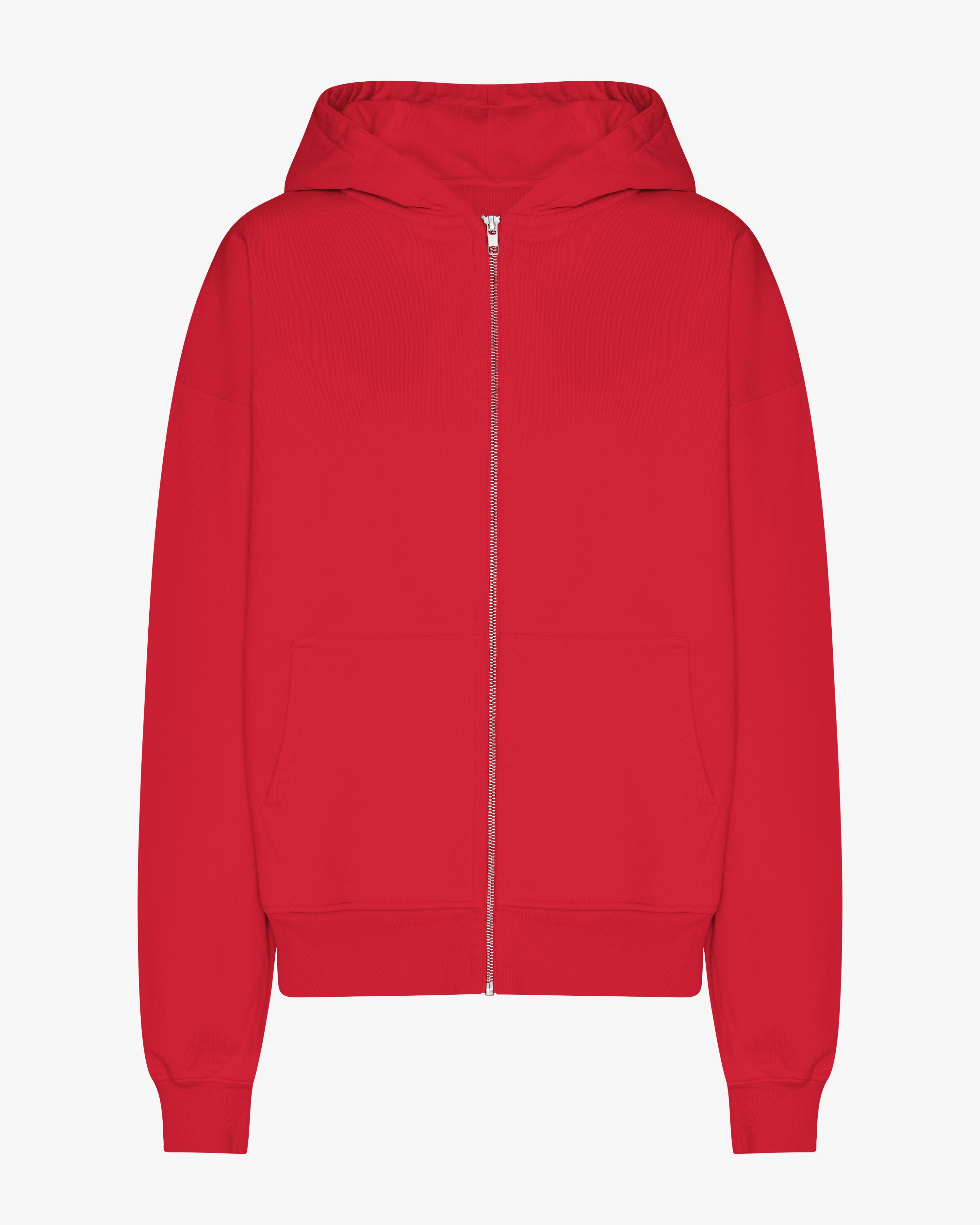 Organic Oversized Zip Hood - Scarlet Red