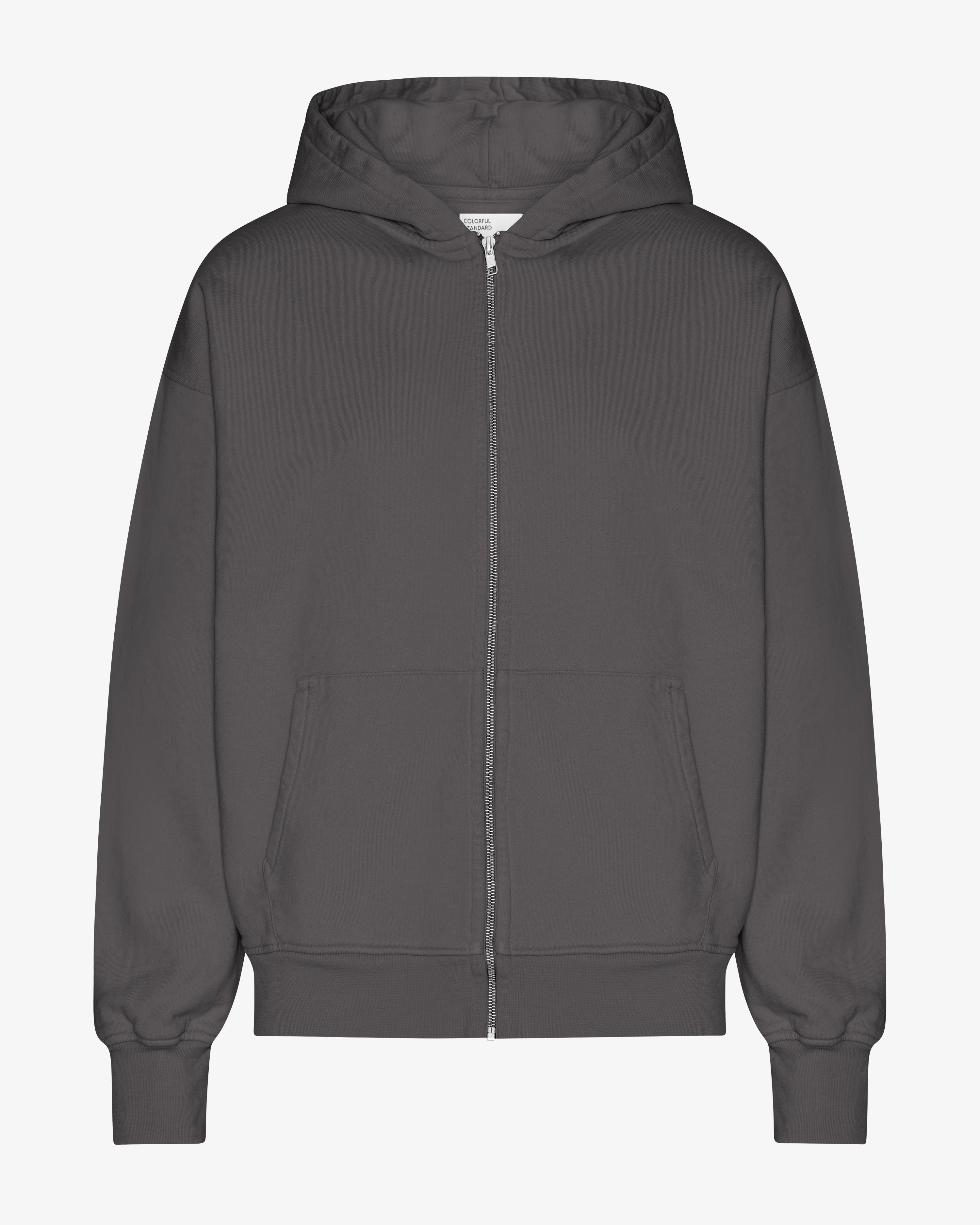 Organic Oversized Zip Hood - Lava Grey