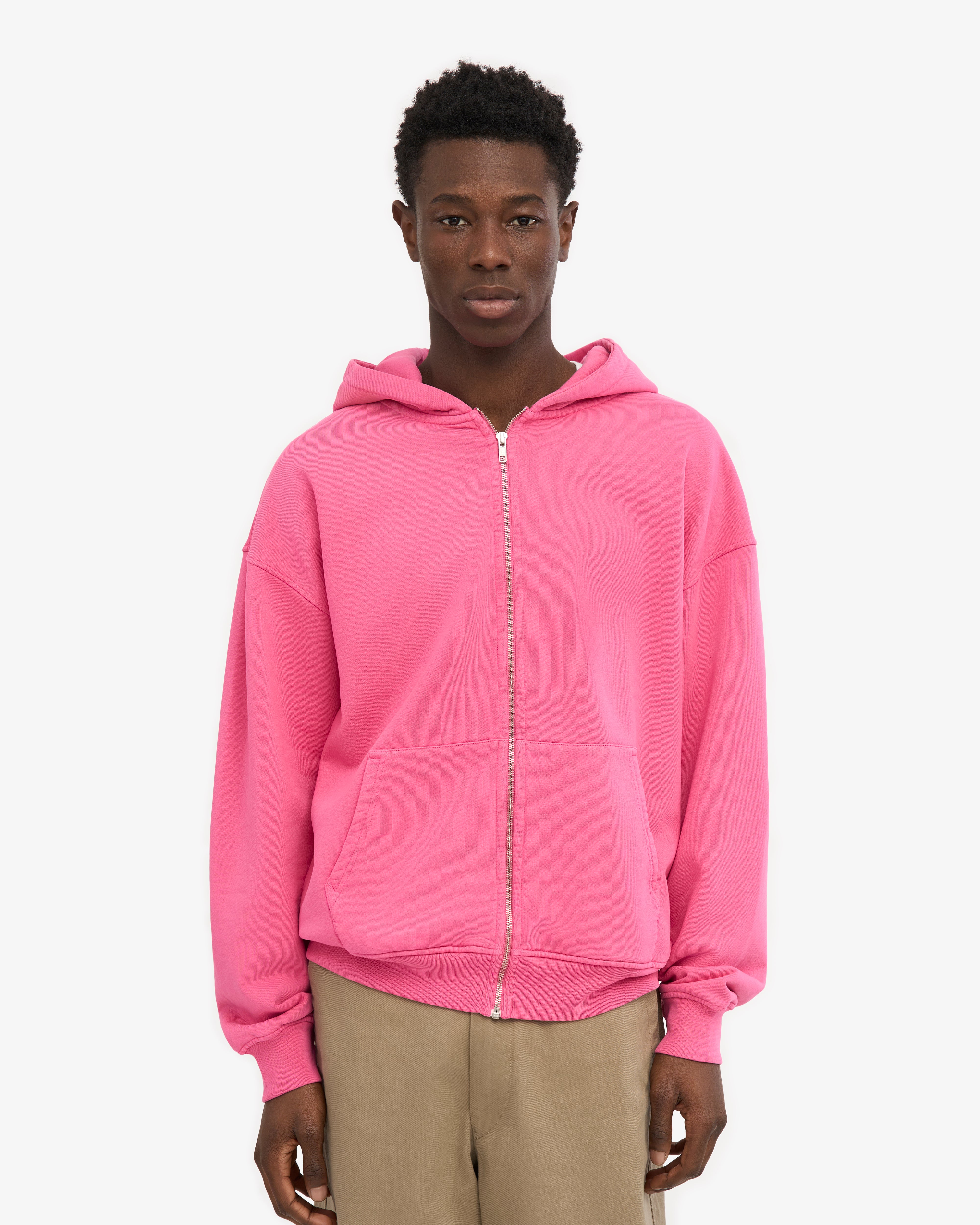 Organic Oversized Zip Hood - Bubblegum Pink