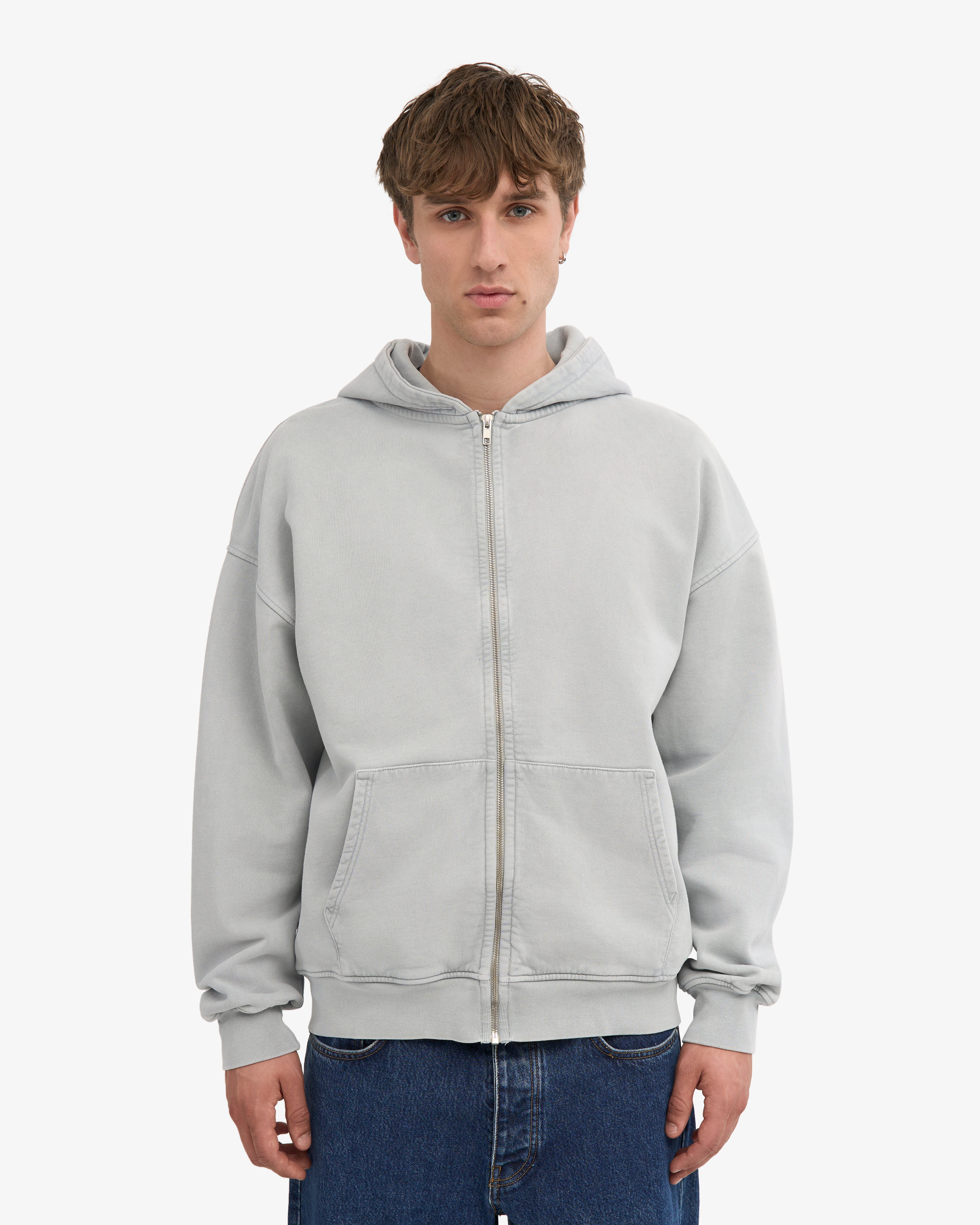 Organic Oversized Zip Hood - Faded Grey