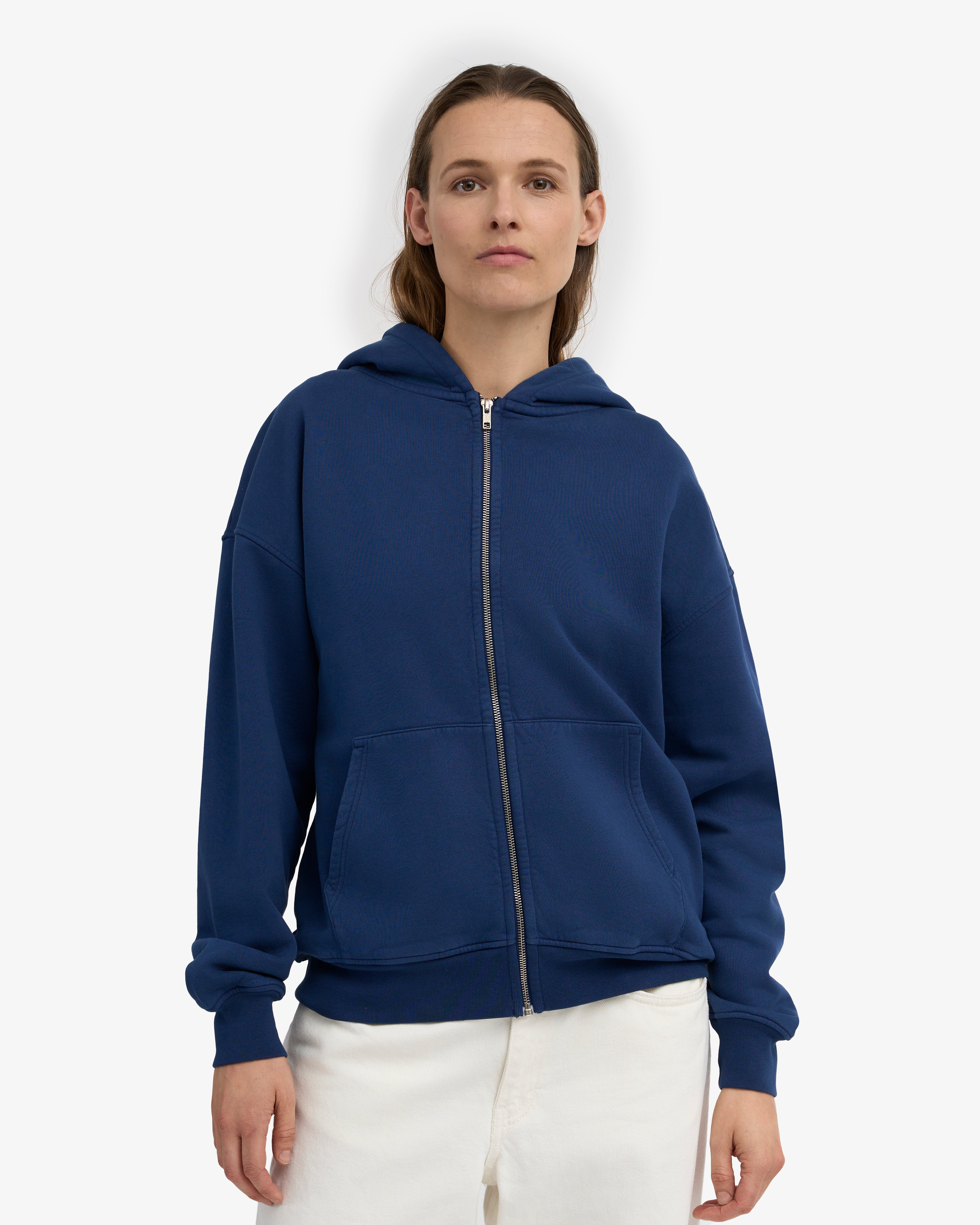 Organic Oversized Zip Hood - Marine Blue