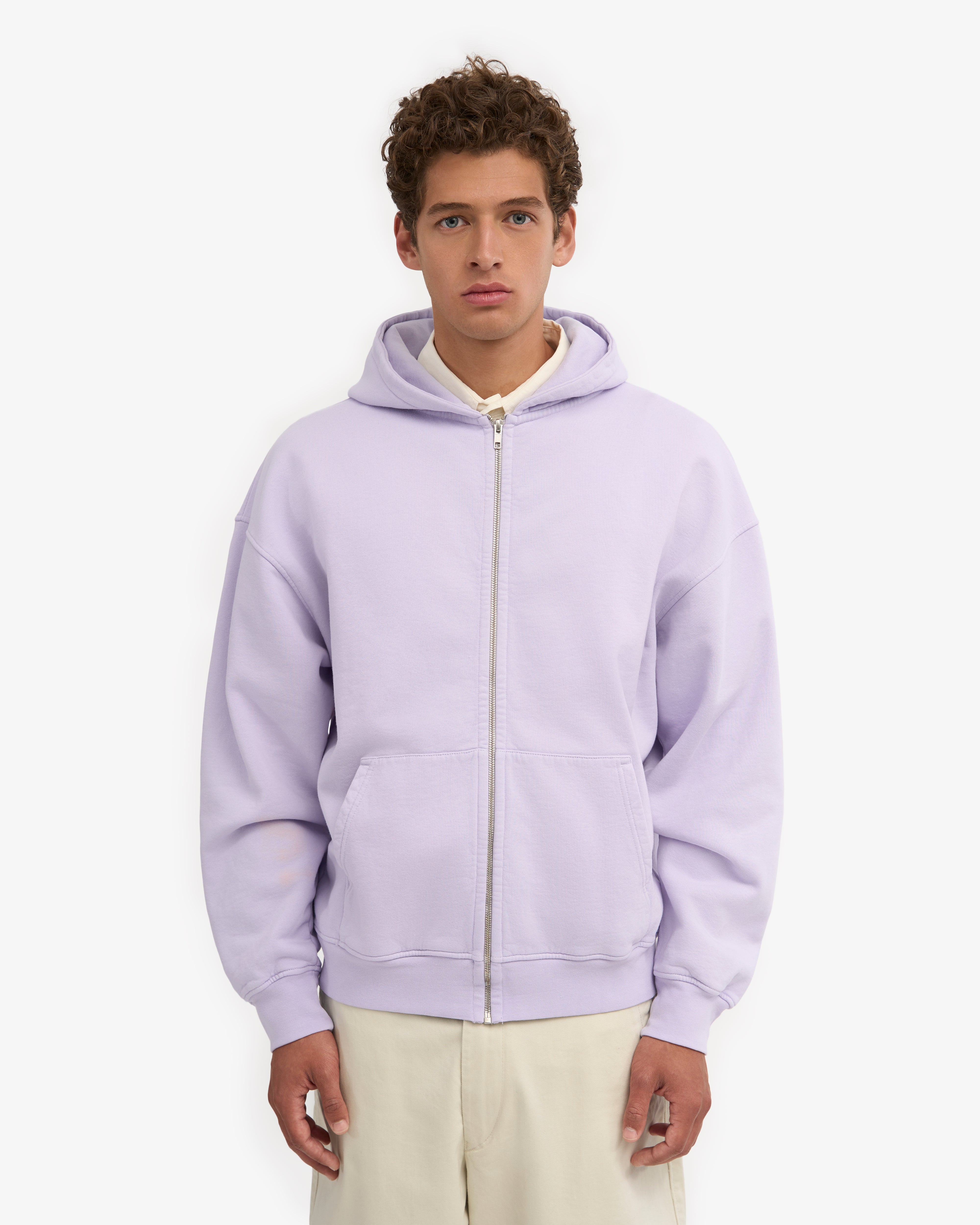 Organic Oversized Zip Hood - Soft Lavender