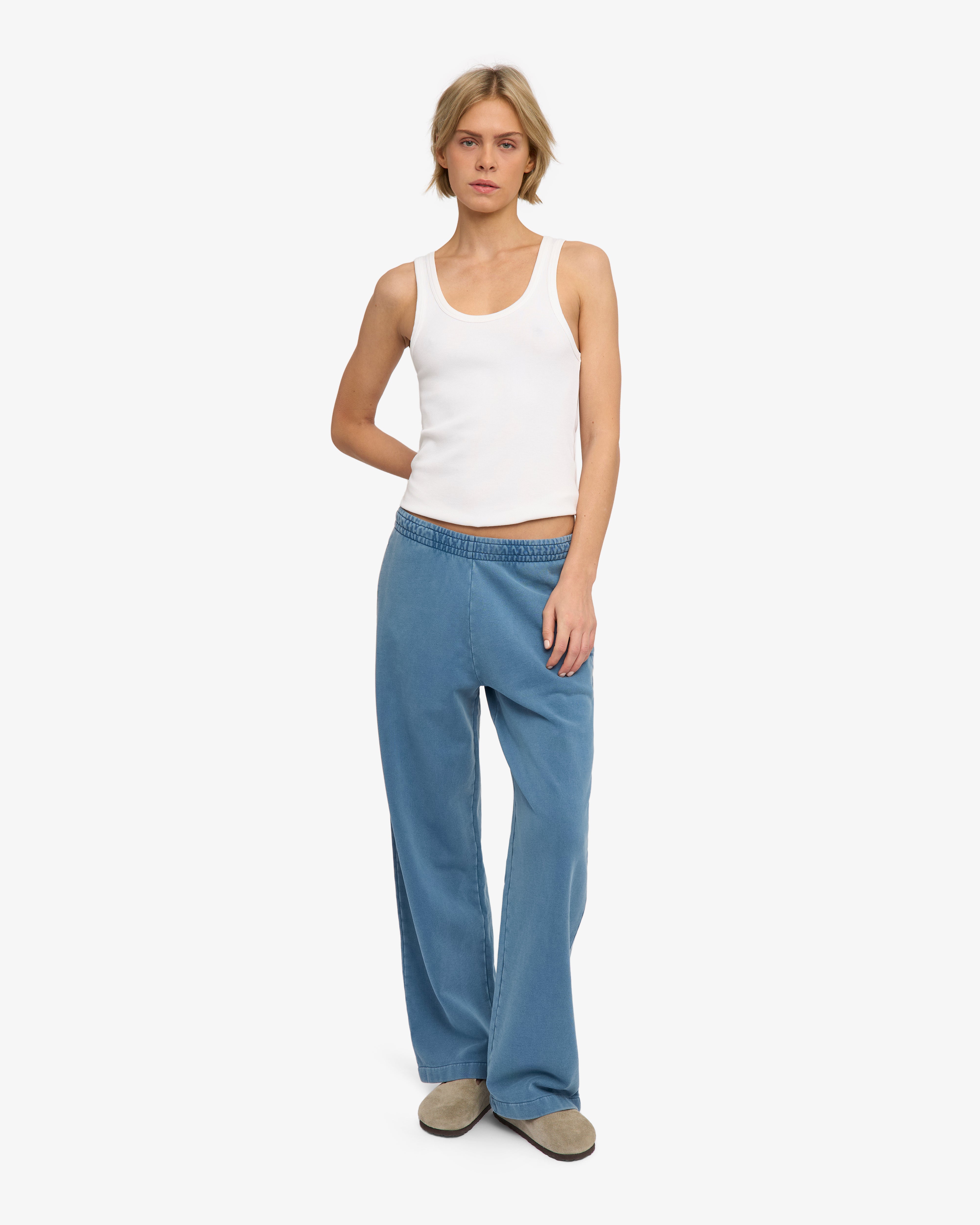 Organic Straight Leg Sweatpants - Faded Indigo