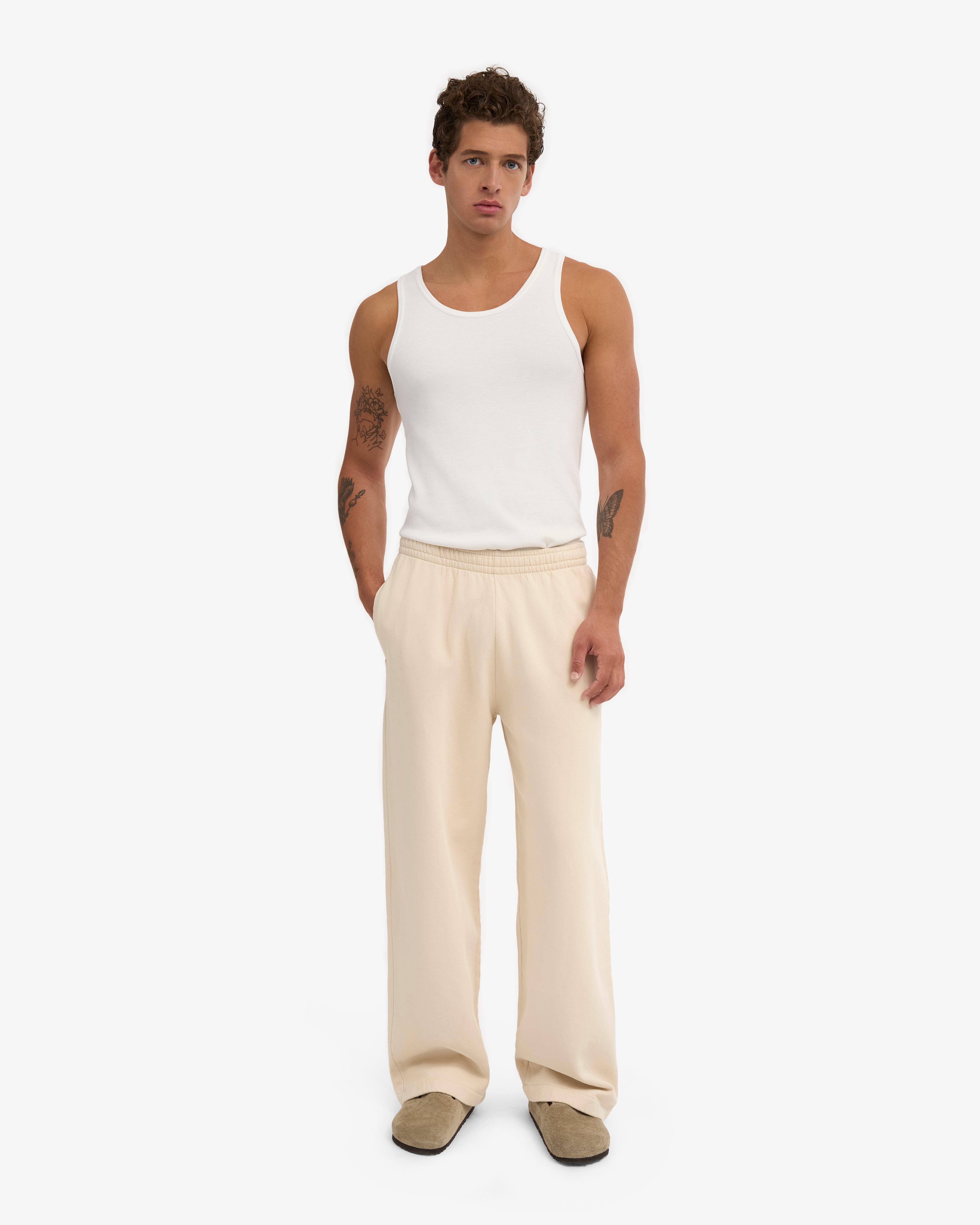 Organic Straight Leg Sweatpants - Ivory White