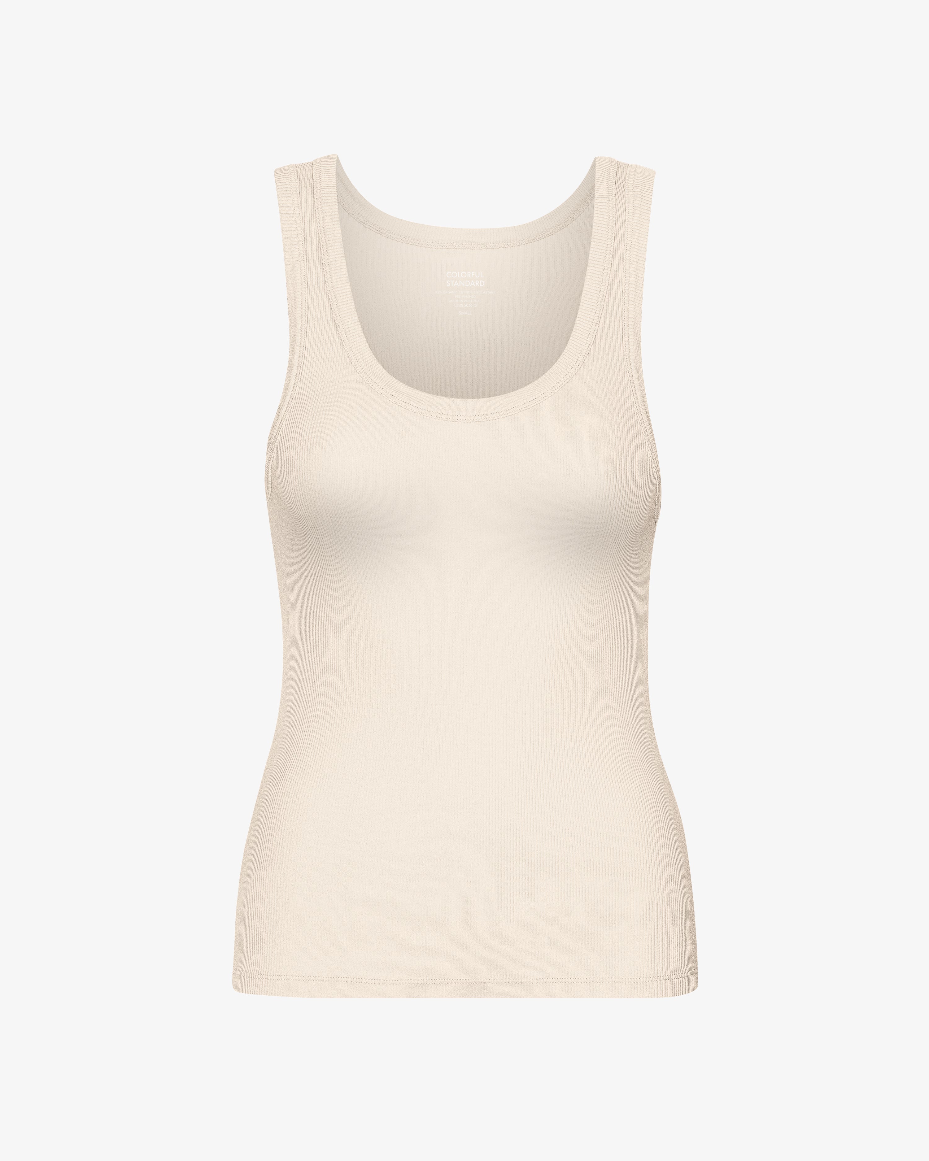 Women Organic Rib Tank Top - Ivory White