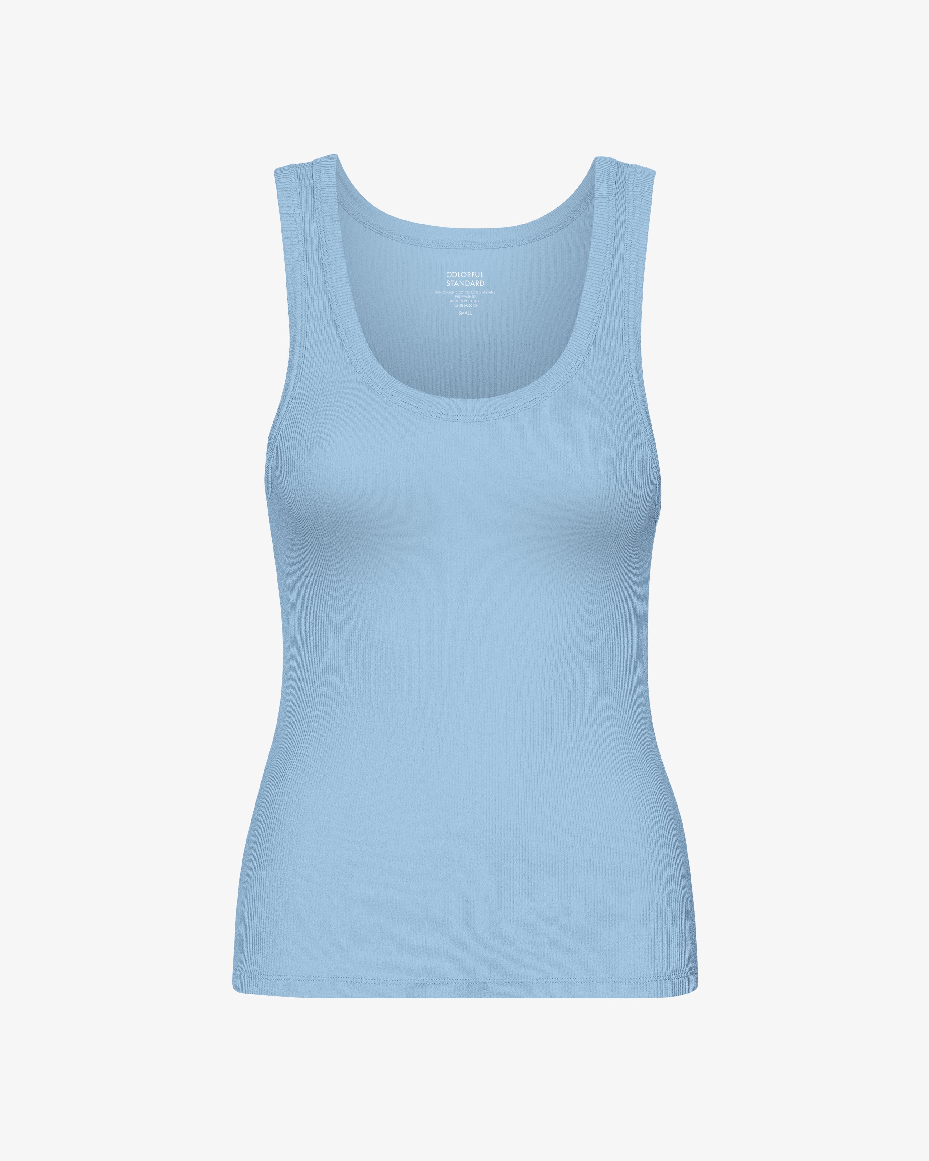 Women Organic Rib Tank Top - Seaside Blue