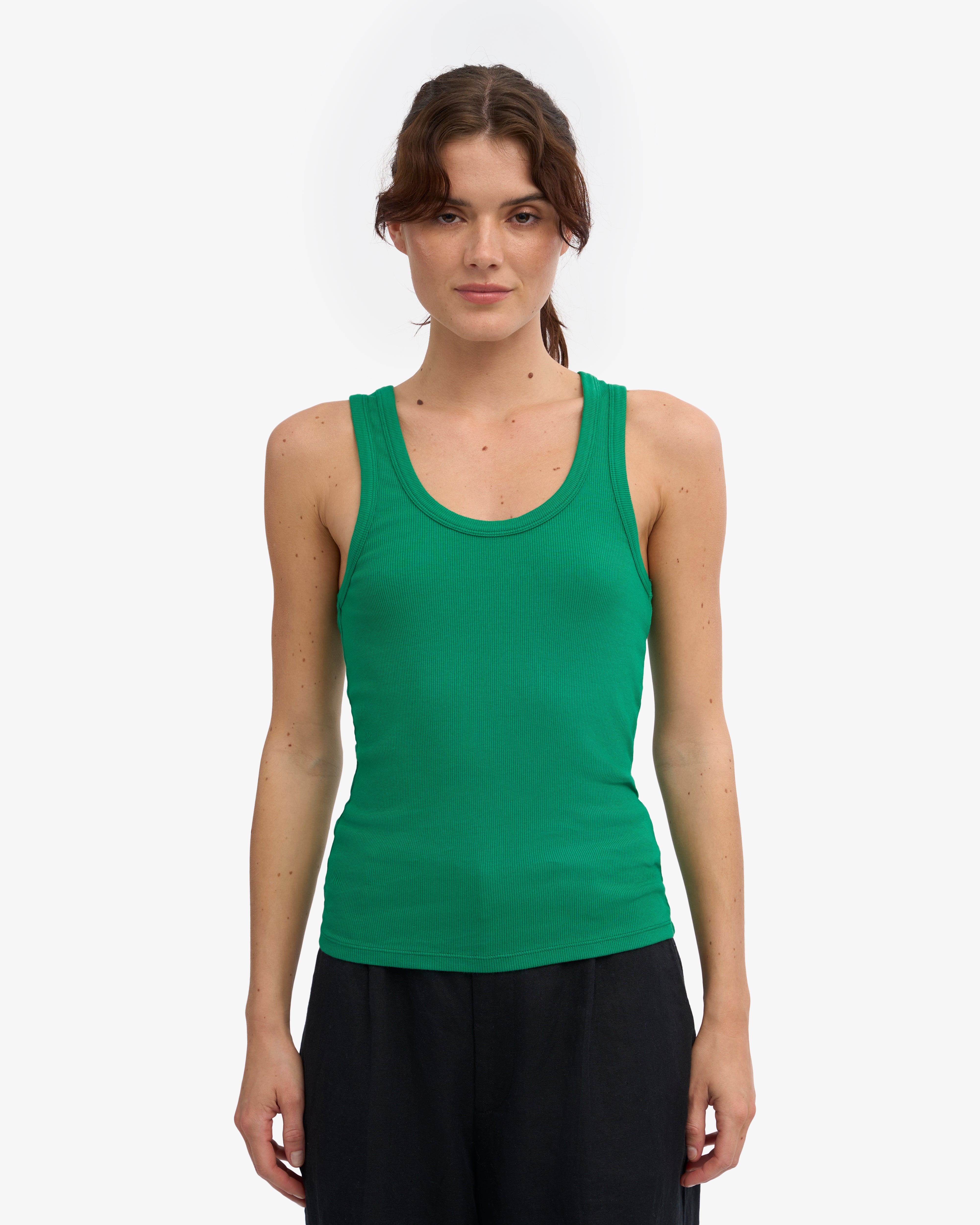 Women Organic Rib Tank Top - Kelly Green
