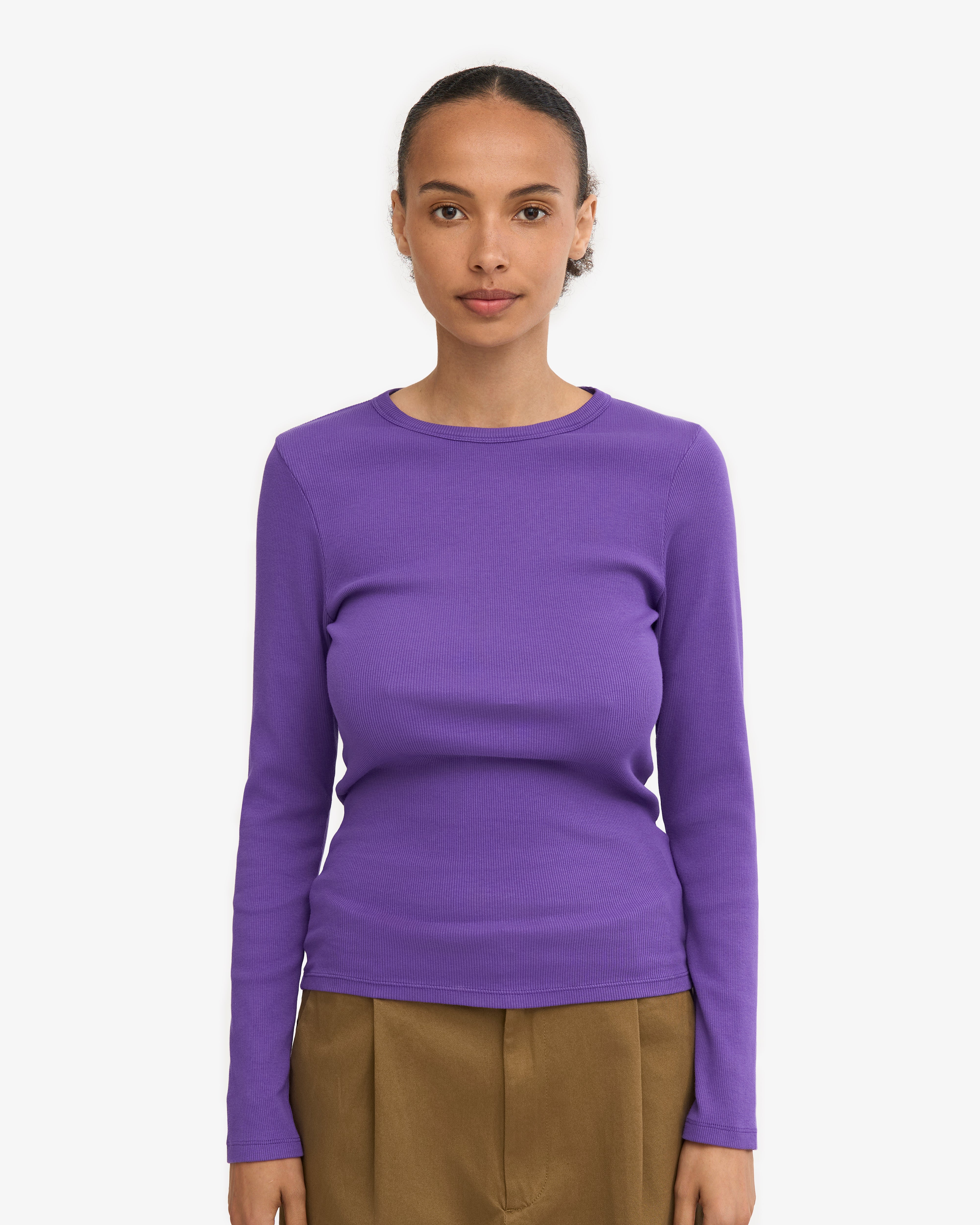 Women Organic Rib LS T-Shirt - Ultra Violet