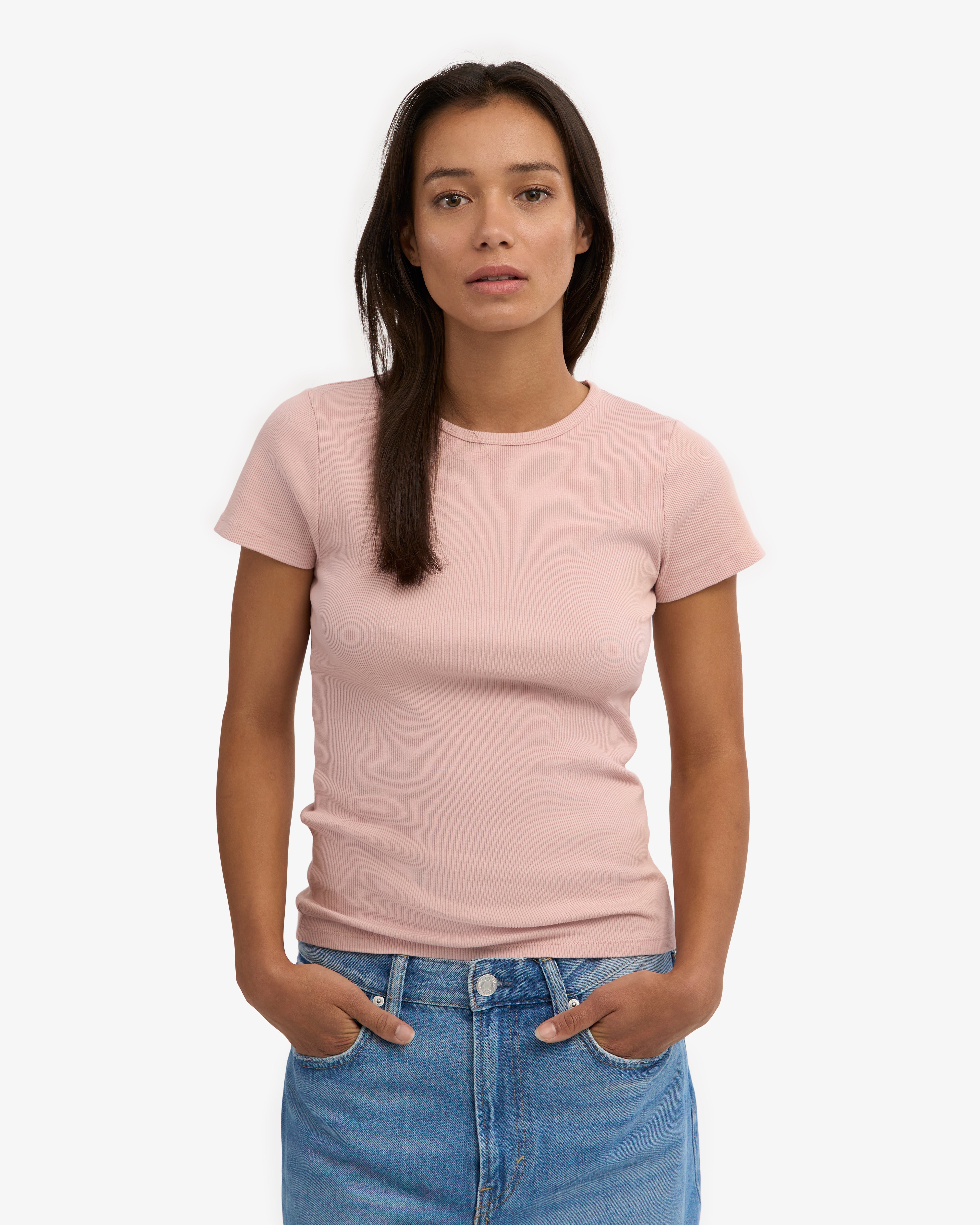 Organic Rib T-Shirt - Faded Pink