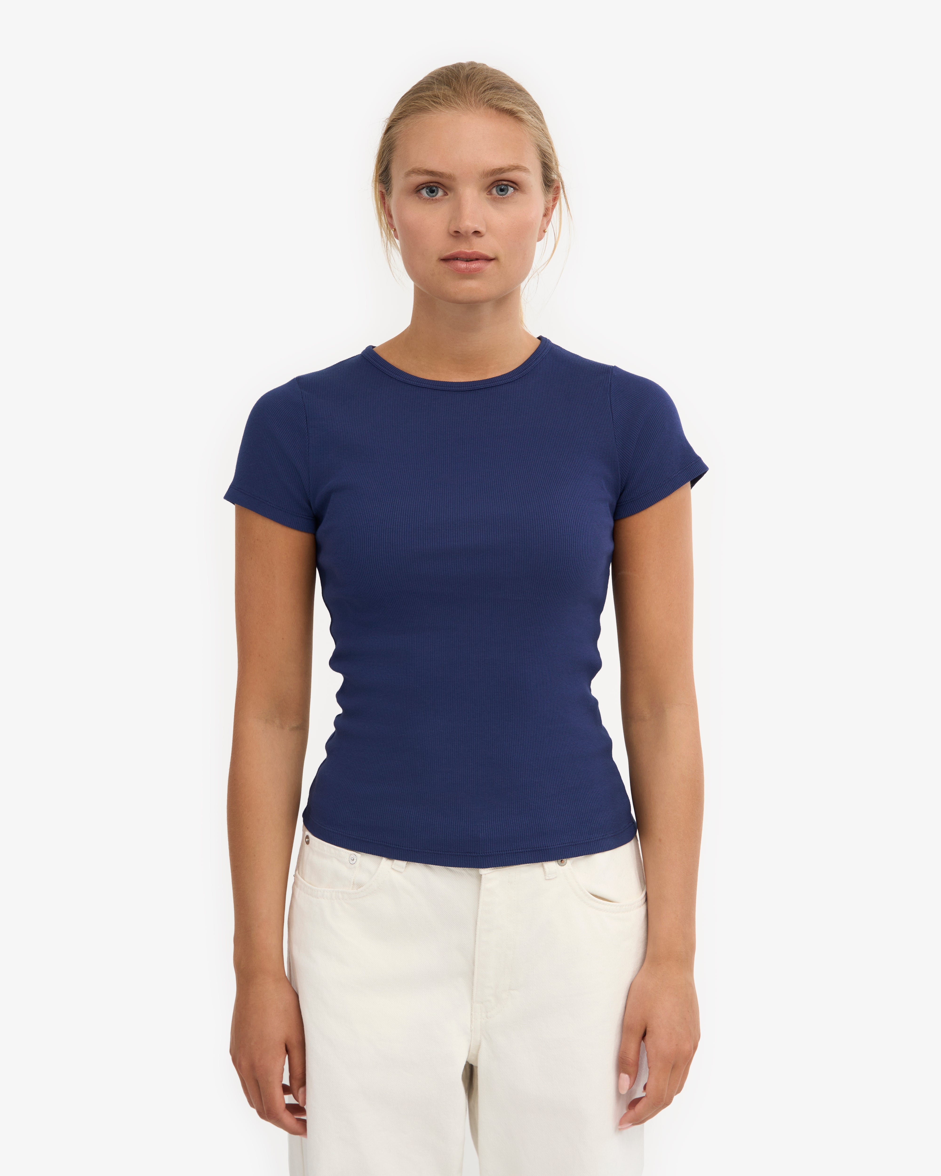 Organic Rib T-Shirt - Marine Blue