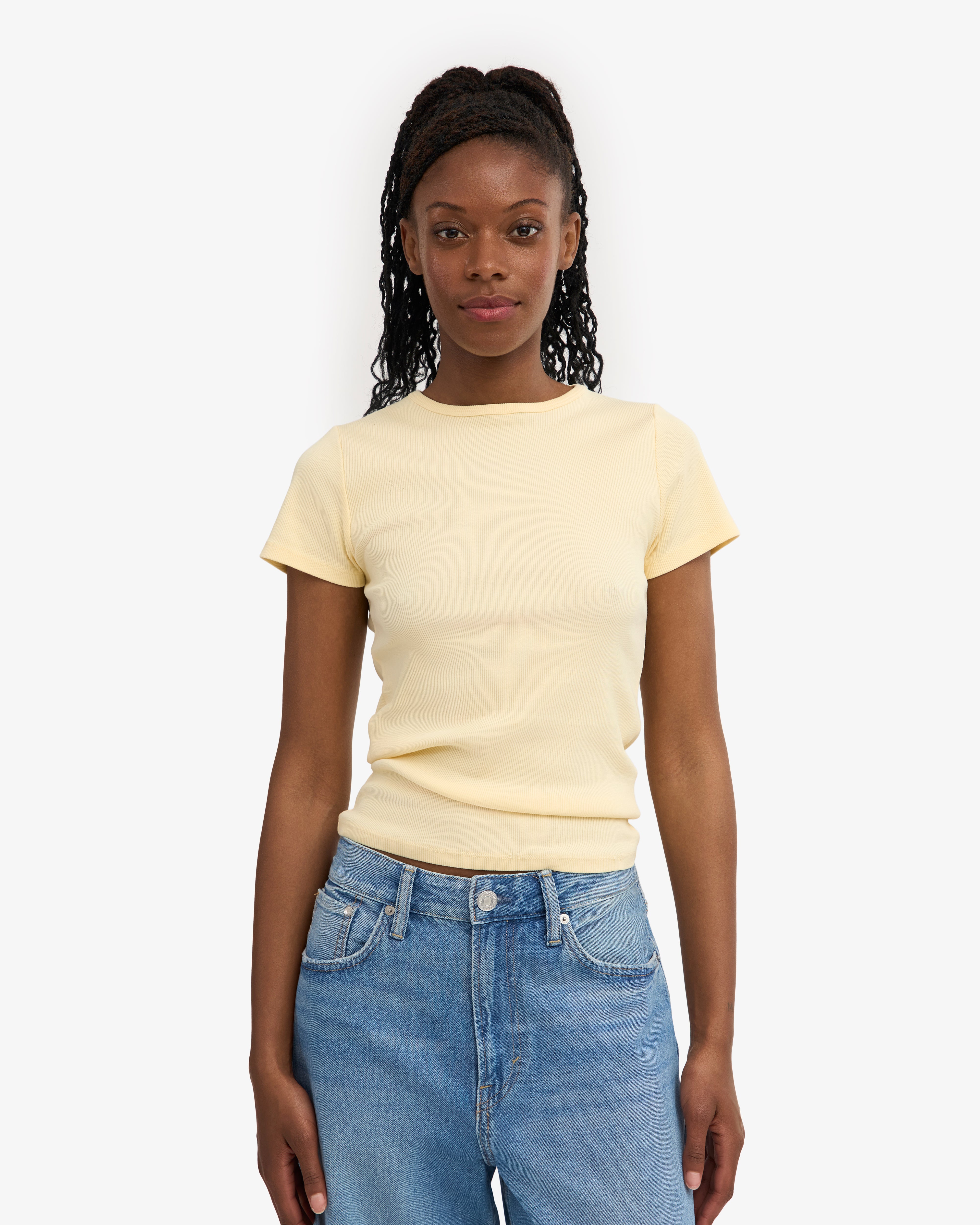 Organic Rib T-Shirt - Soft Yellow
