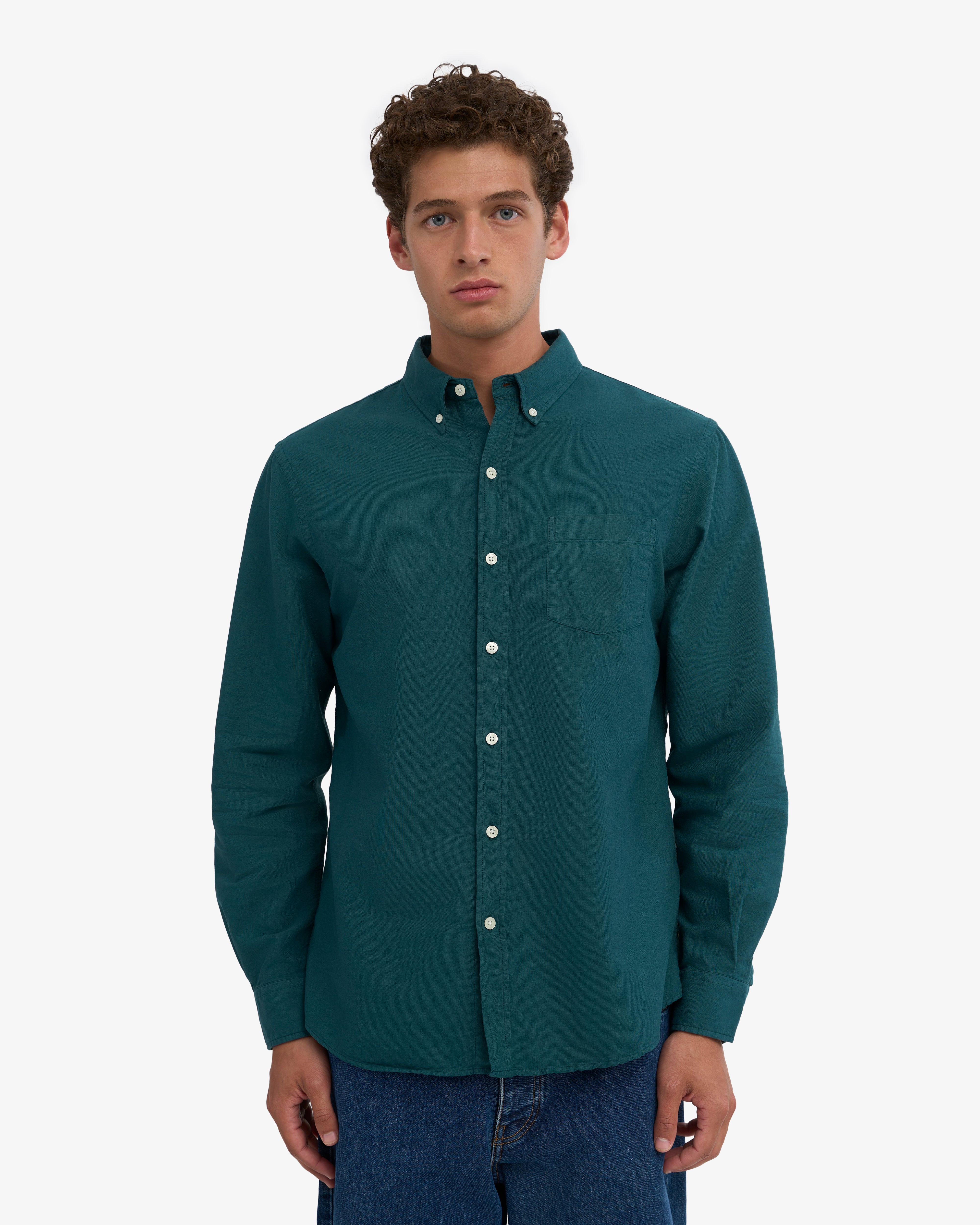 Organic Button Down Shirt - Ocean Green