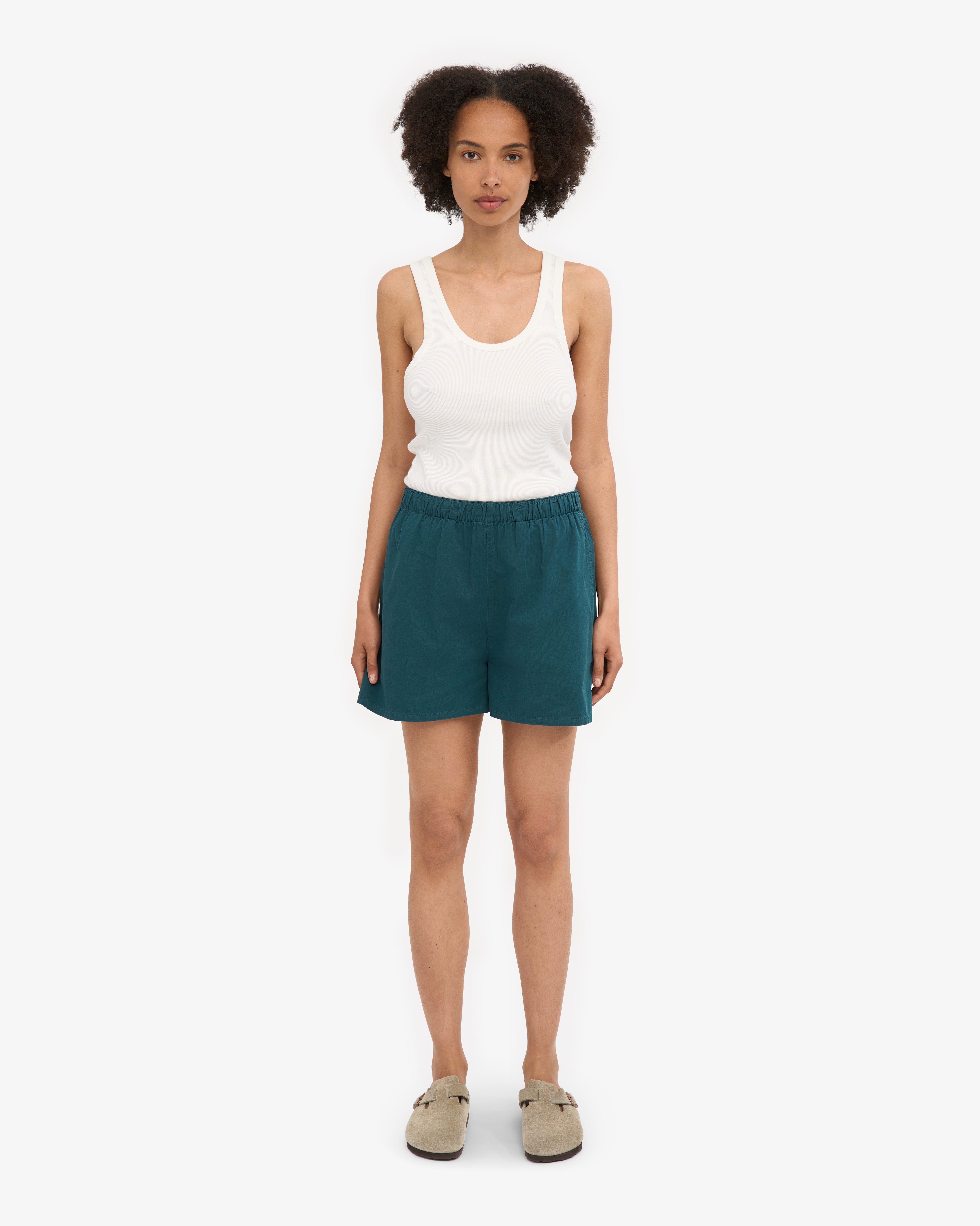 Women Organic Twill Shorts - Ocean Green