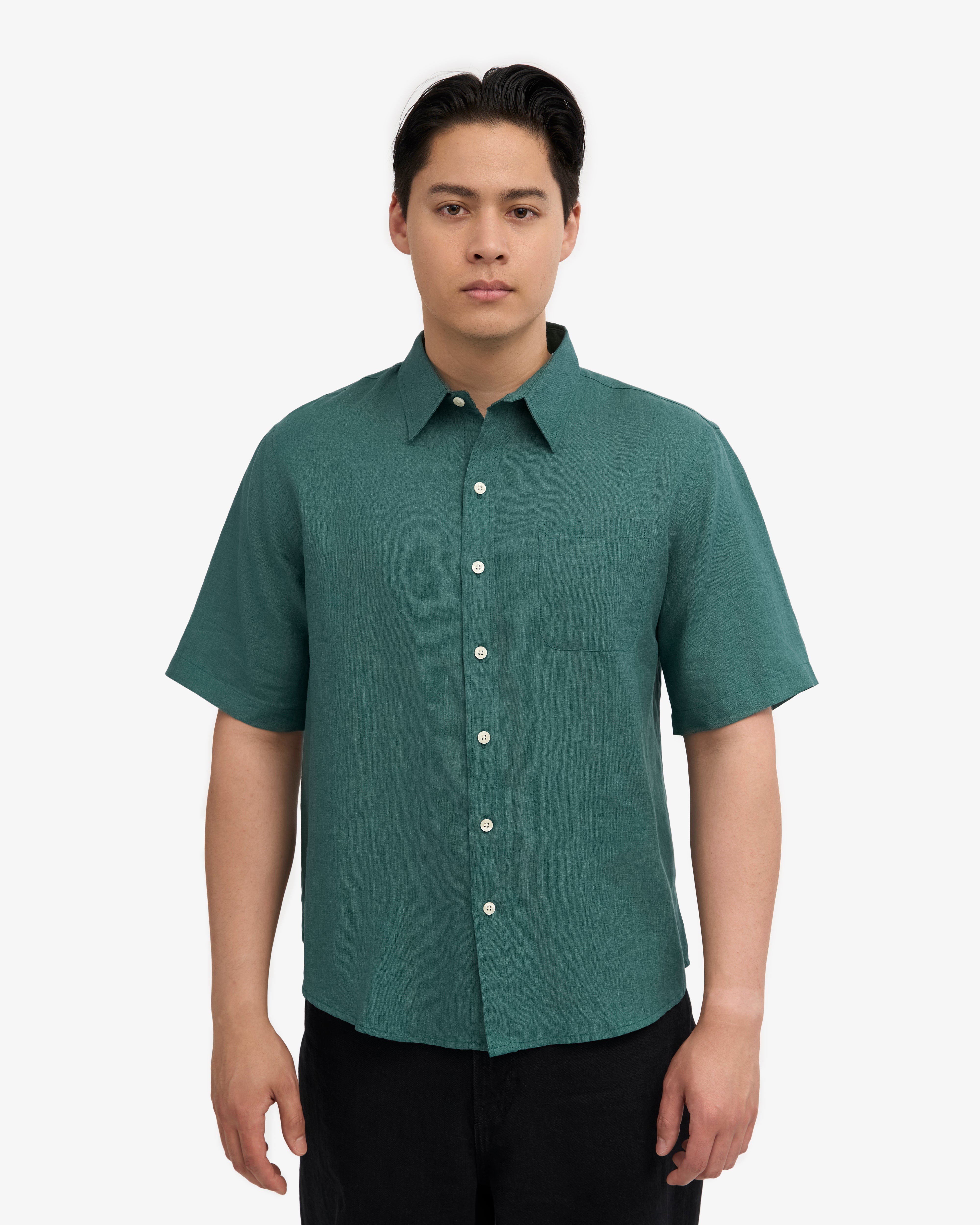 Linen SS Shirt - Ocean Green