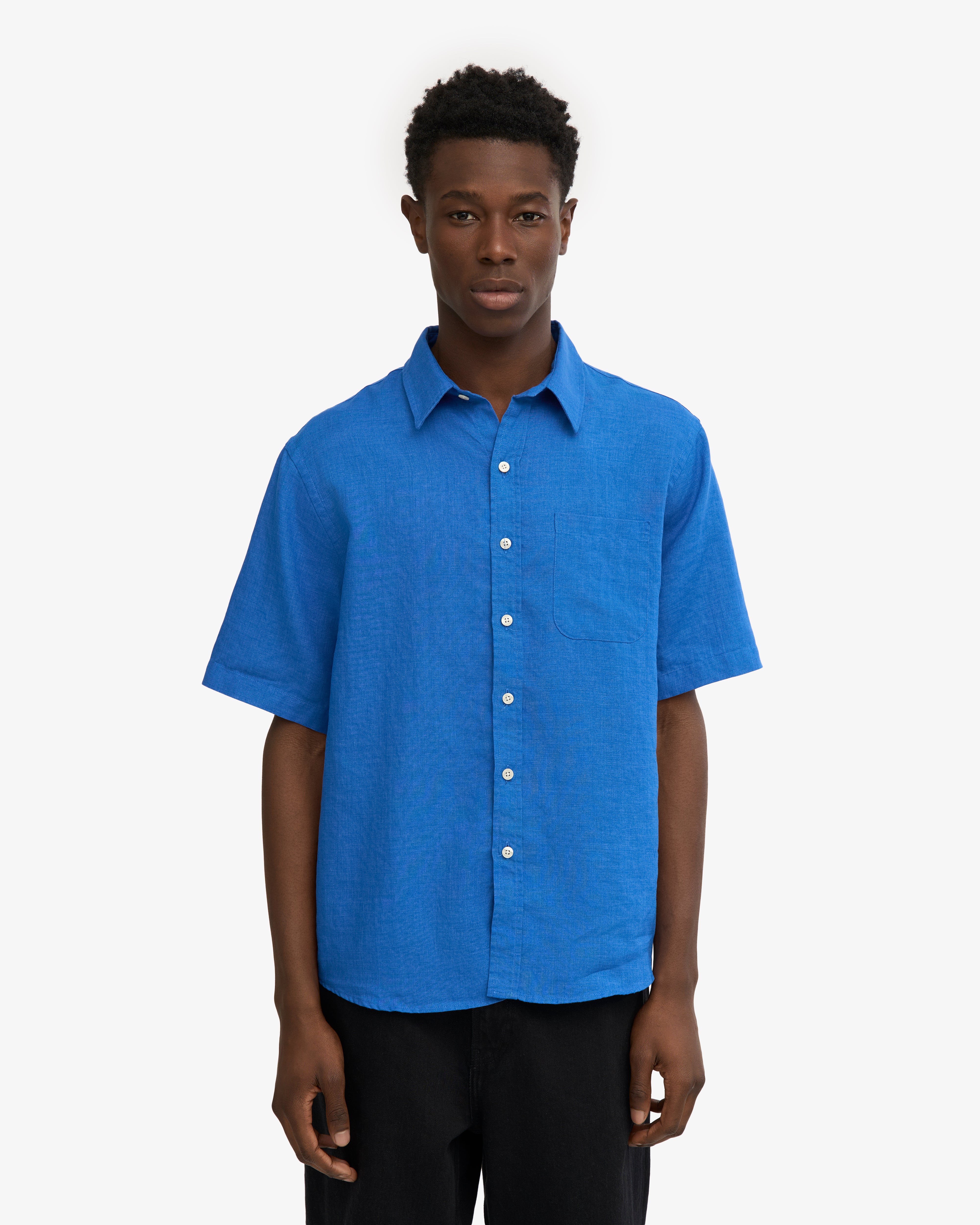 Linen SS Shirt - Pacific Blue