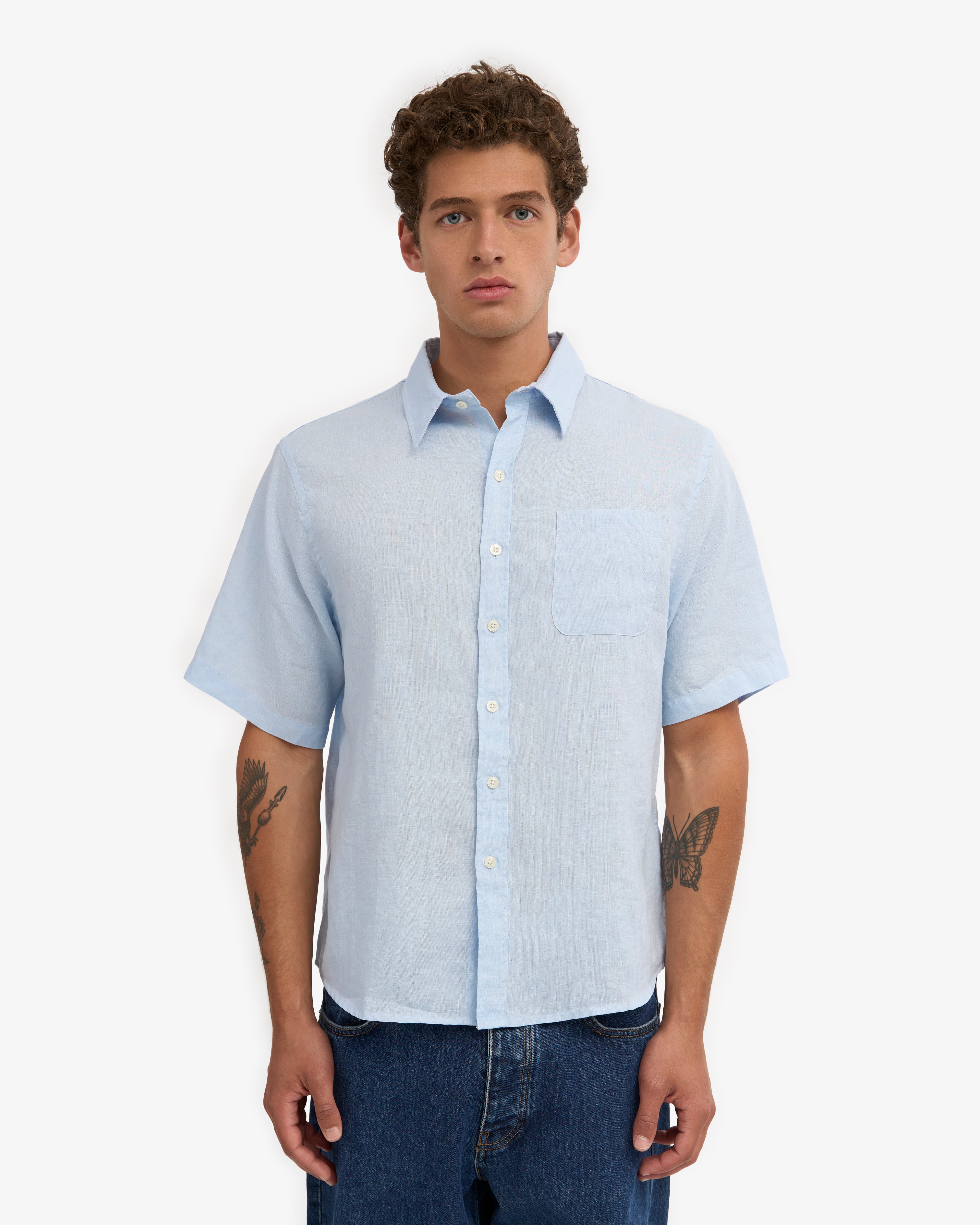 Linen SS Shirt - Polar Blue