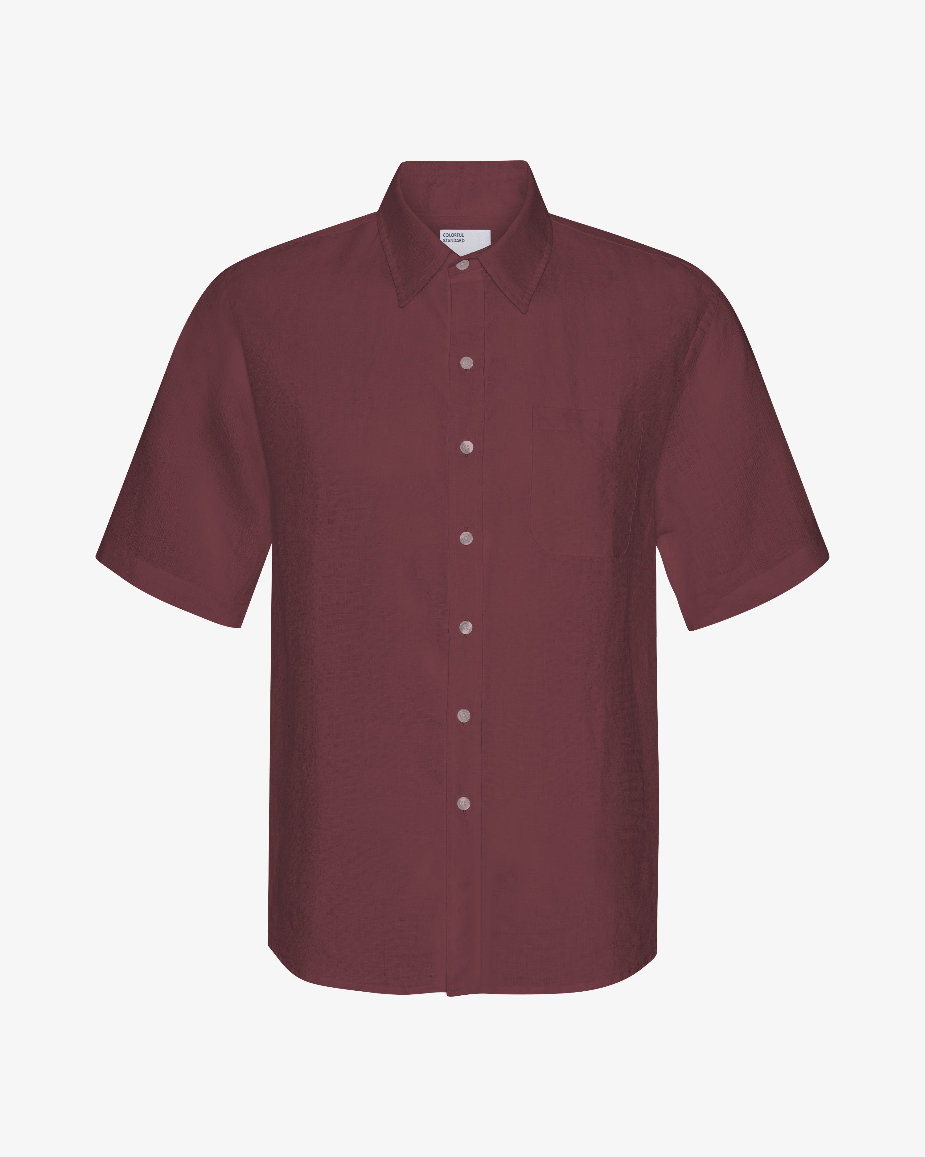 Linen SS Shirt - Oxblood Red