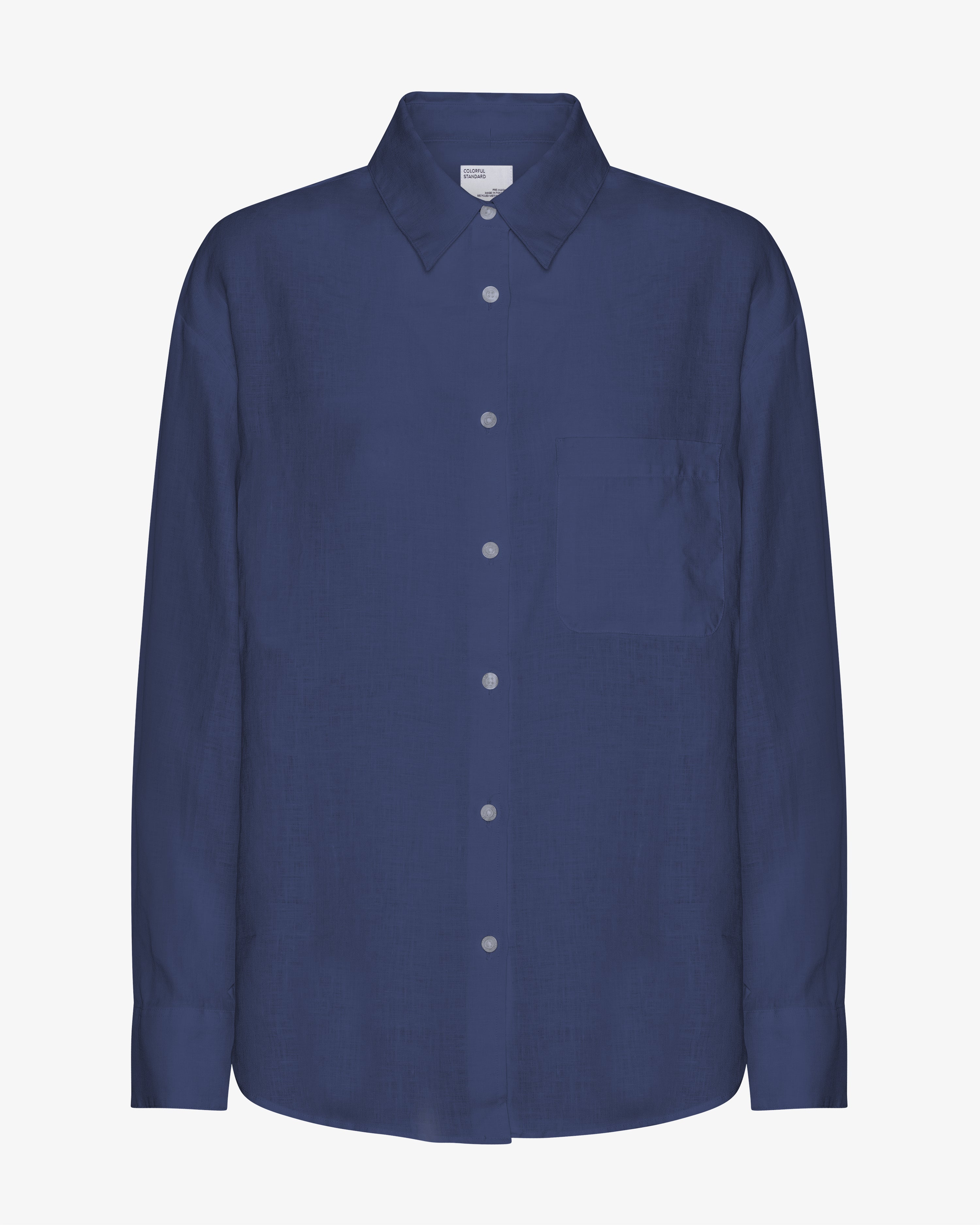 Linen Oversized Shirt - Petrol Blue
