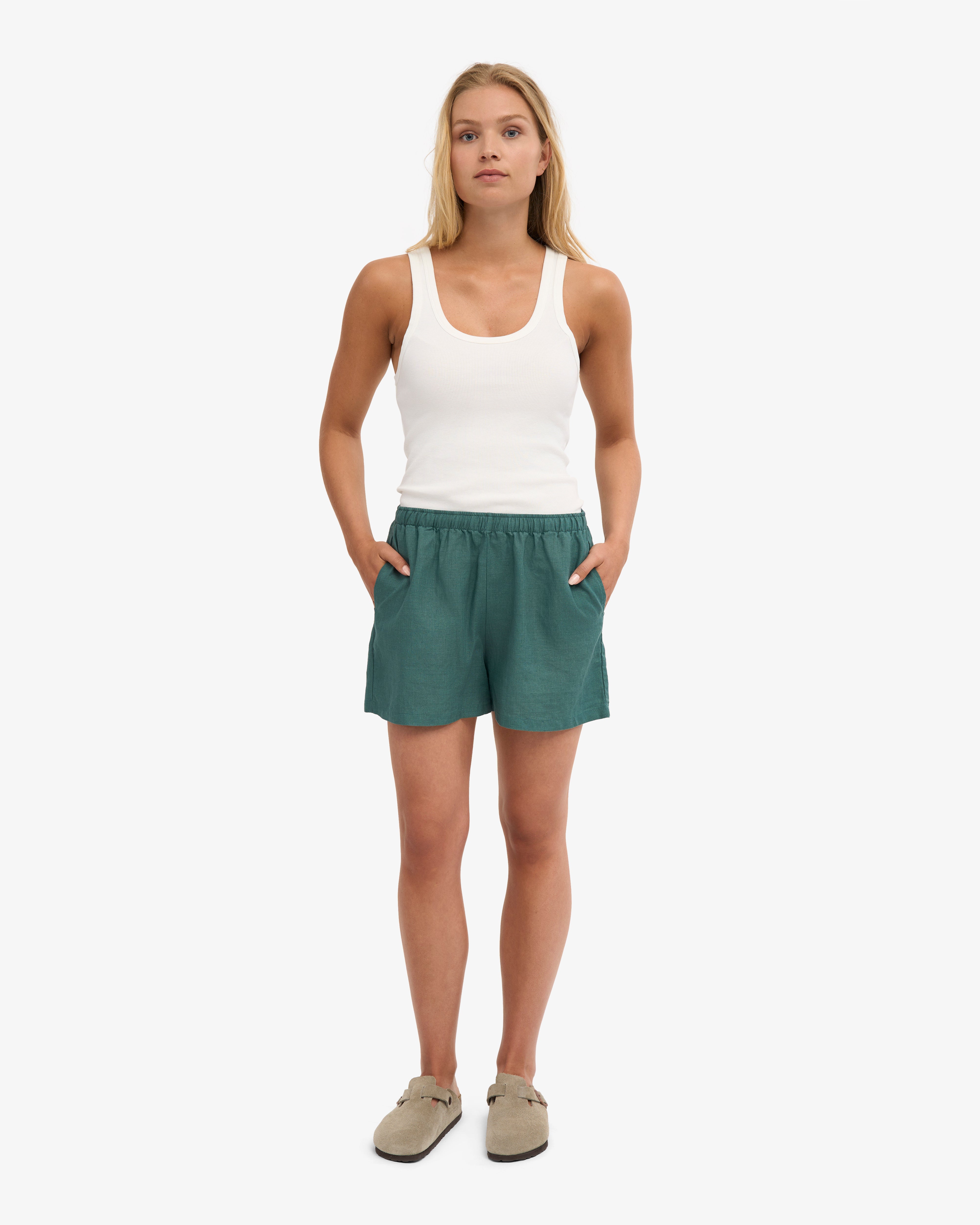 Linen Shorts - Ocean Green
