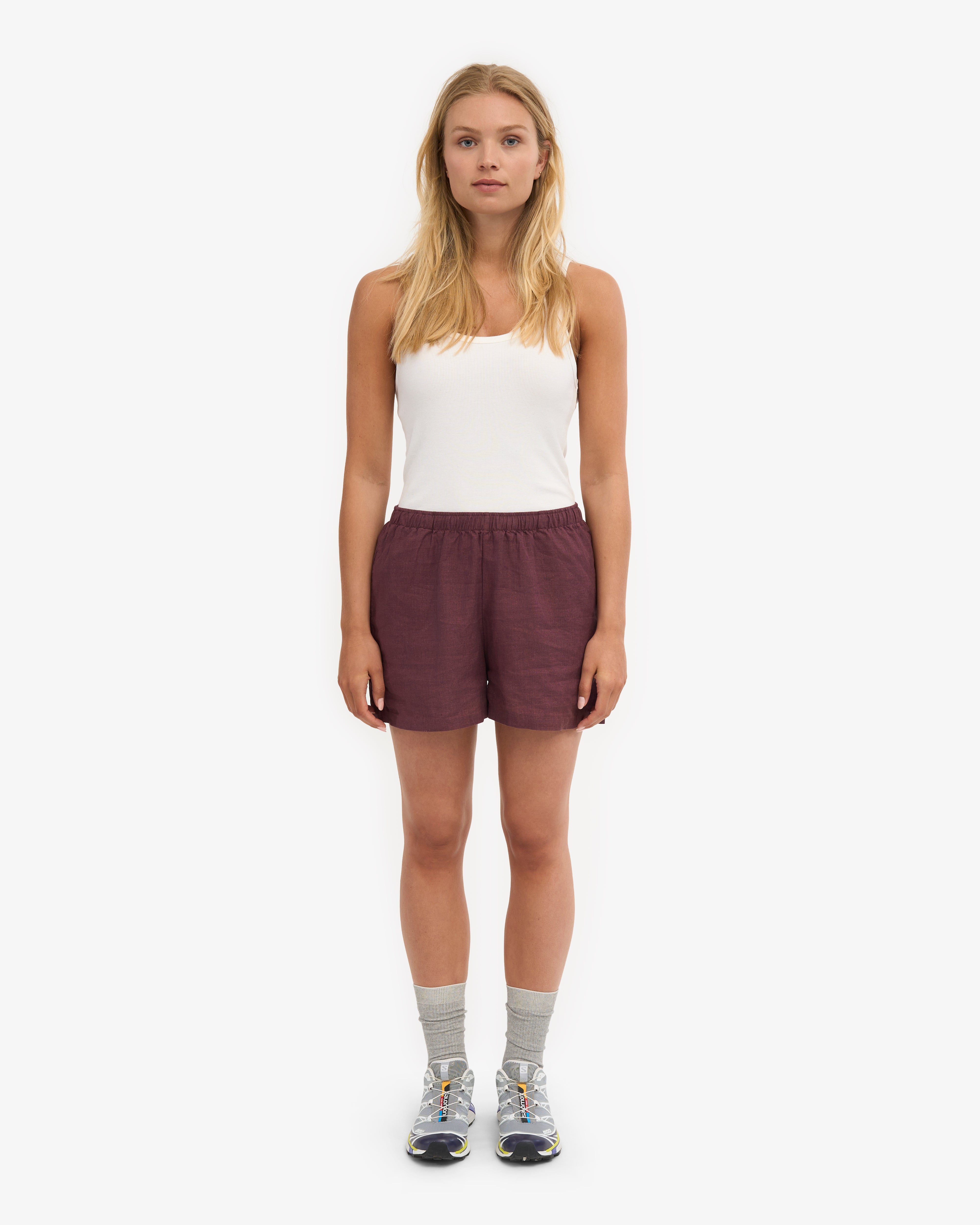 Linen Shorts - Oxblood Red