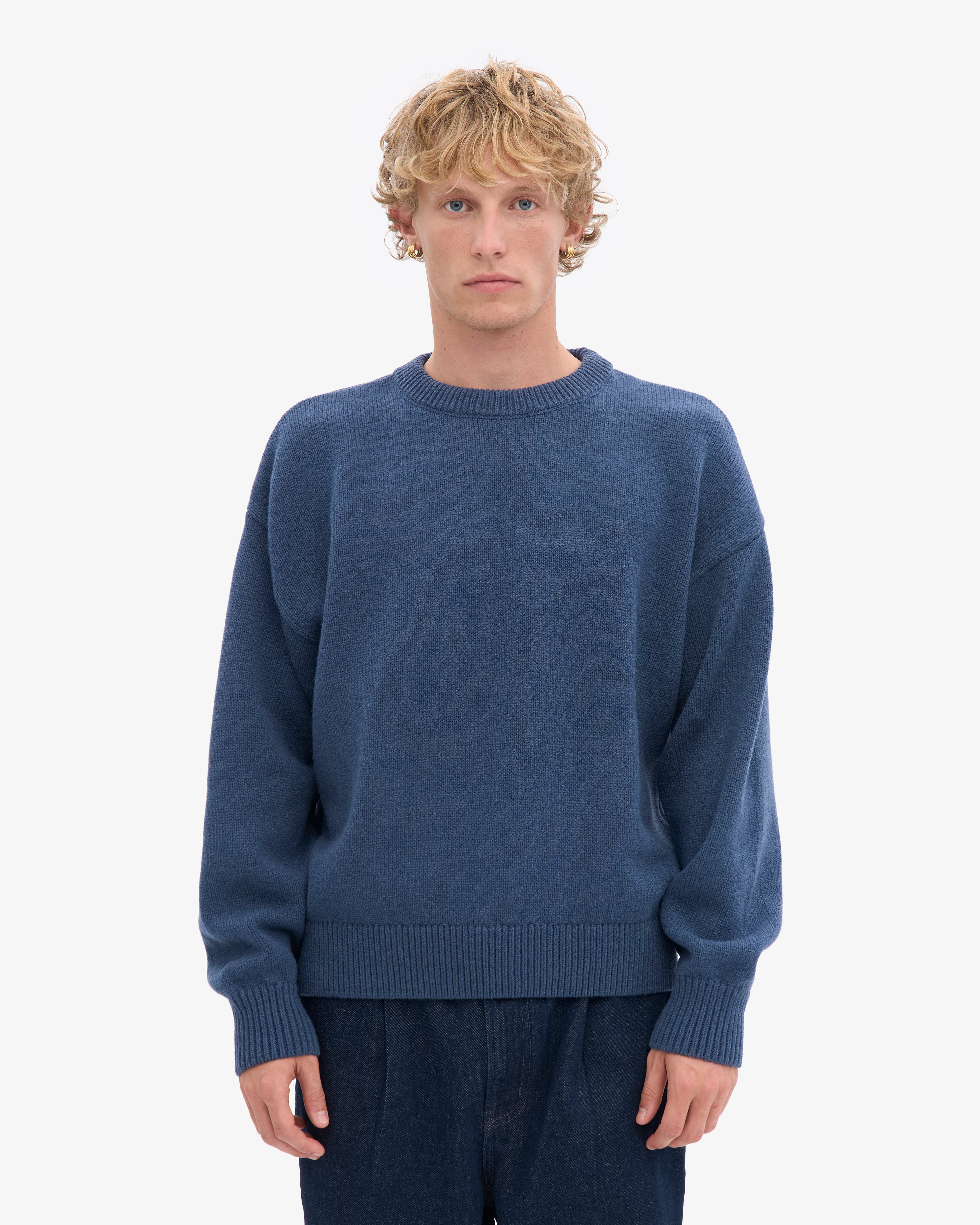 Oversized Merino Wool Crew - Petrol Blue