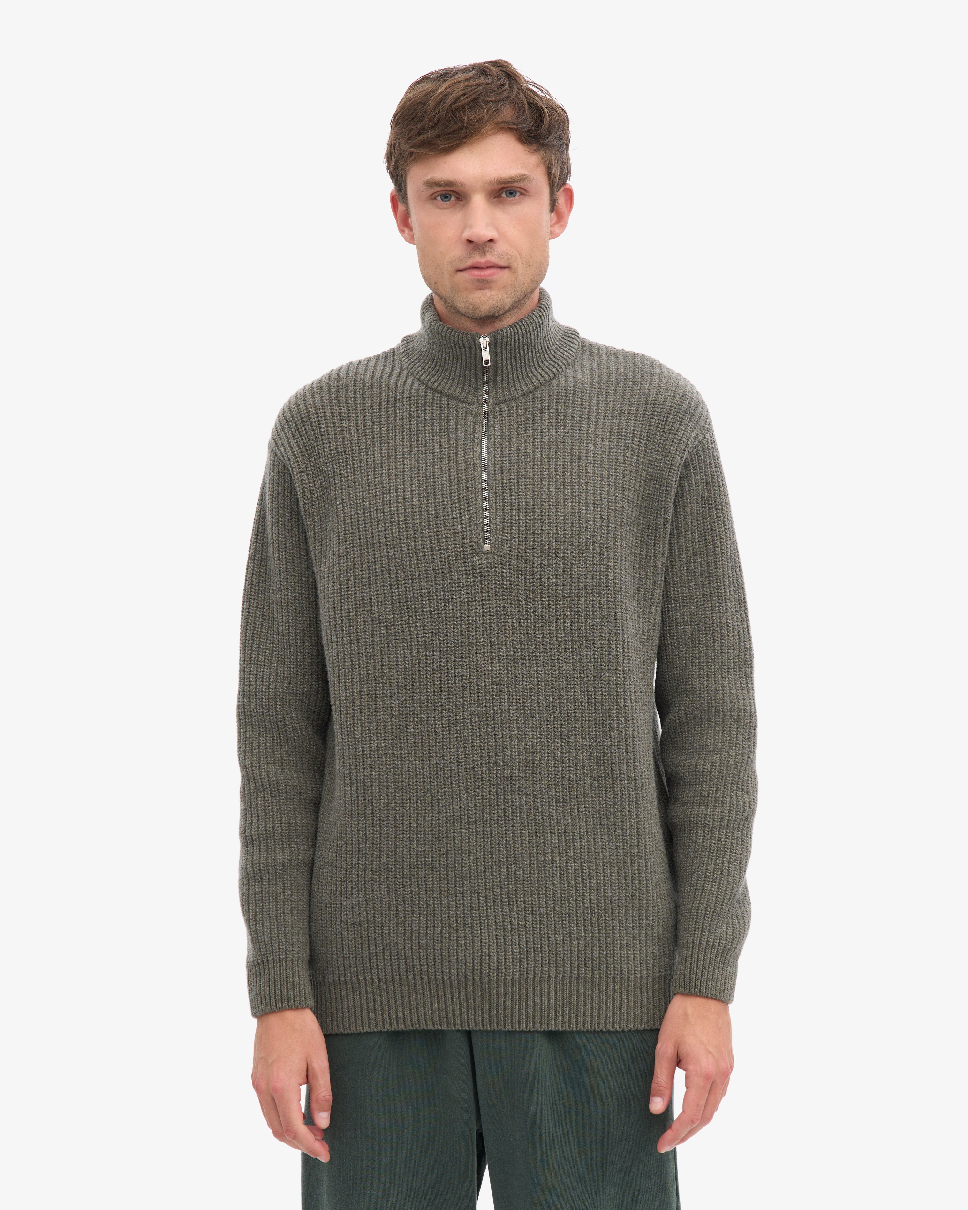 Merino Quarter Zip - Dusty Olive