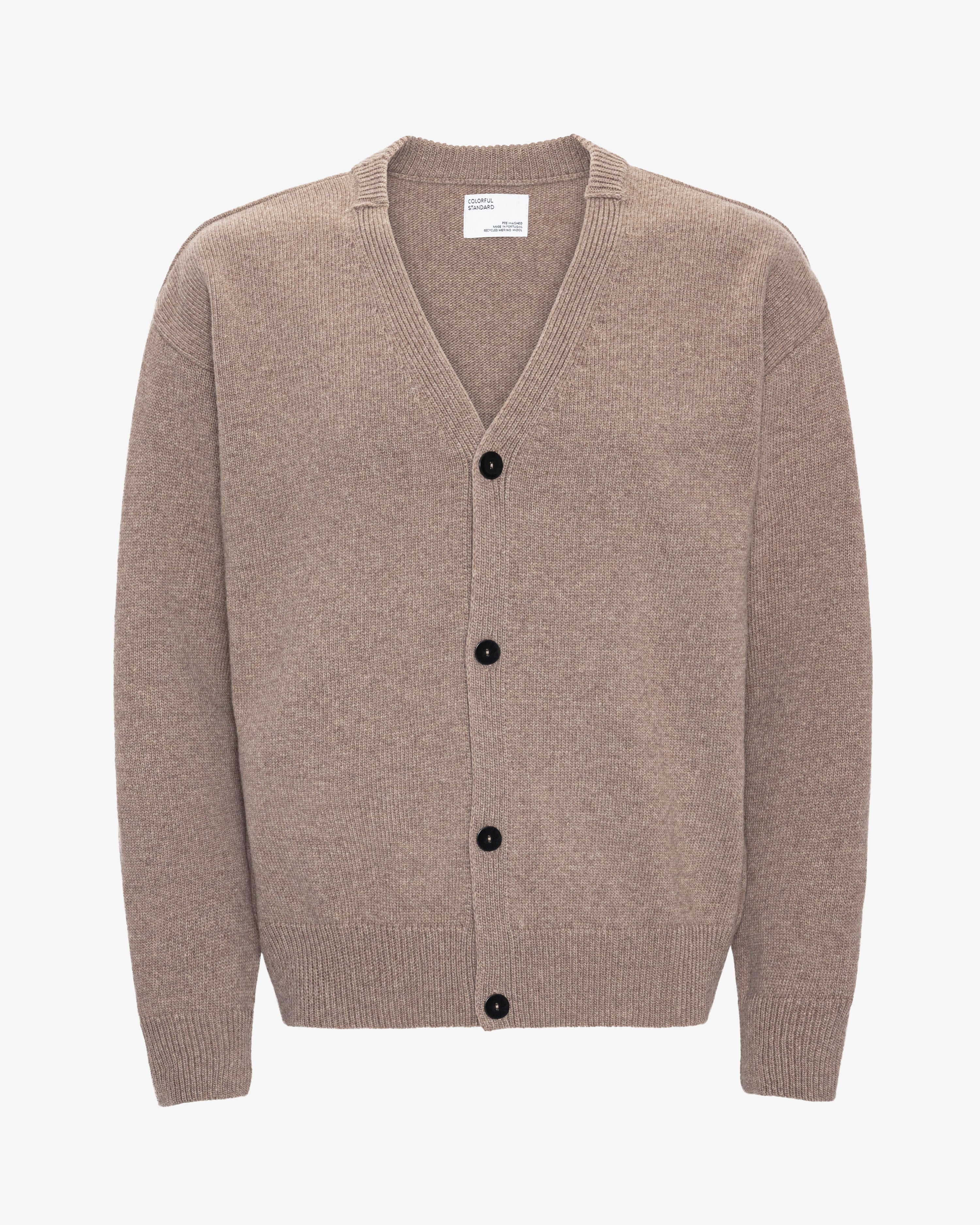 Merino Wool V-Neck Cardigan - Warm Taupe