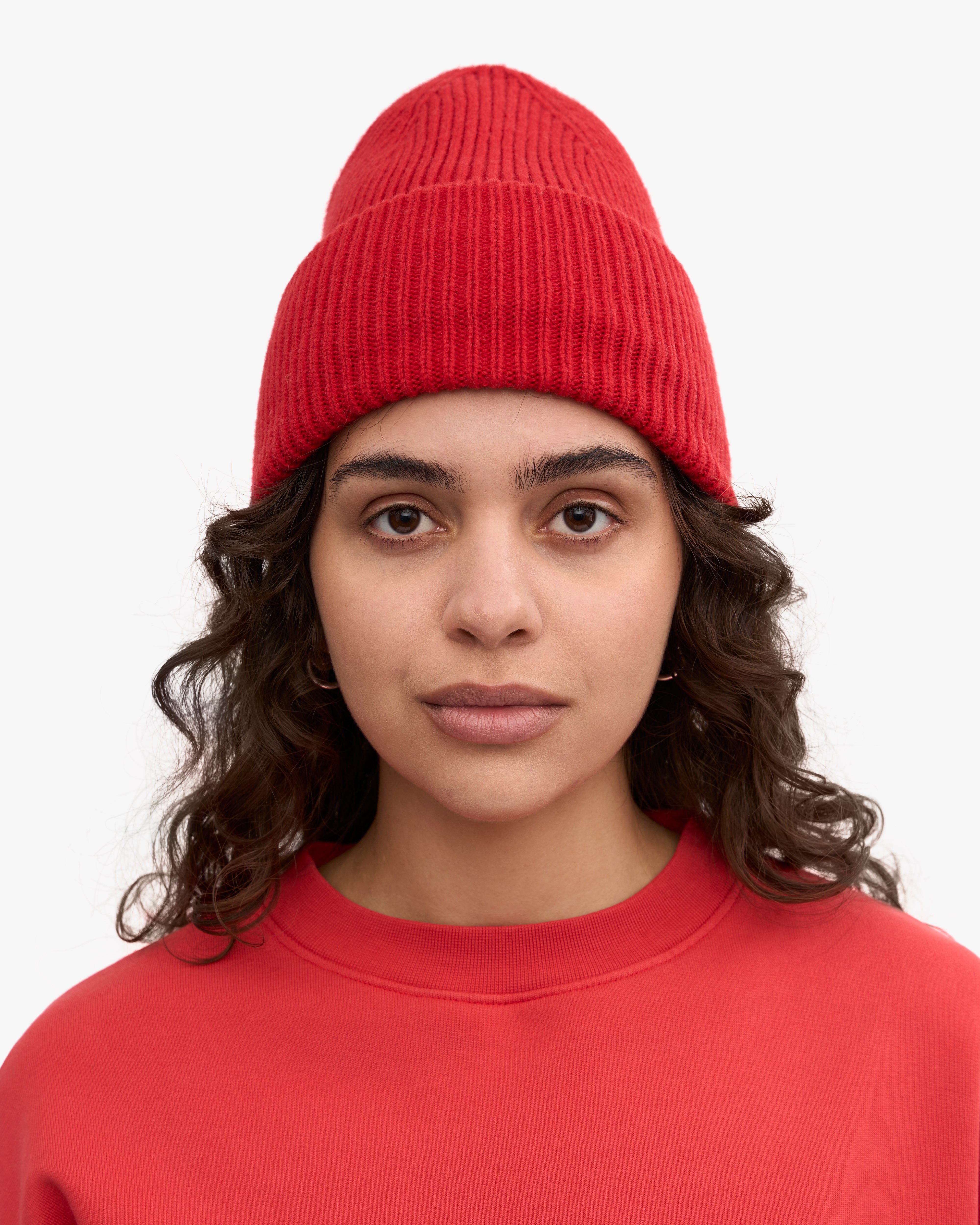 Merino Wool Hat - Scarlet Red One Size