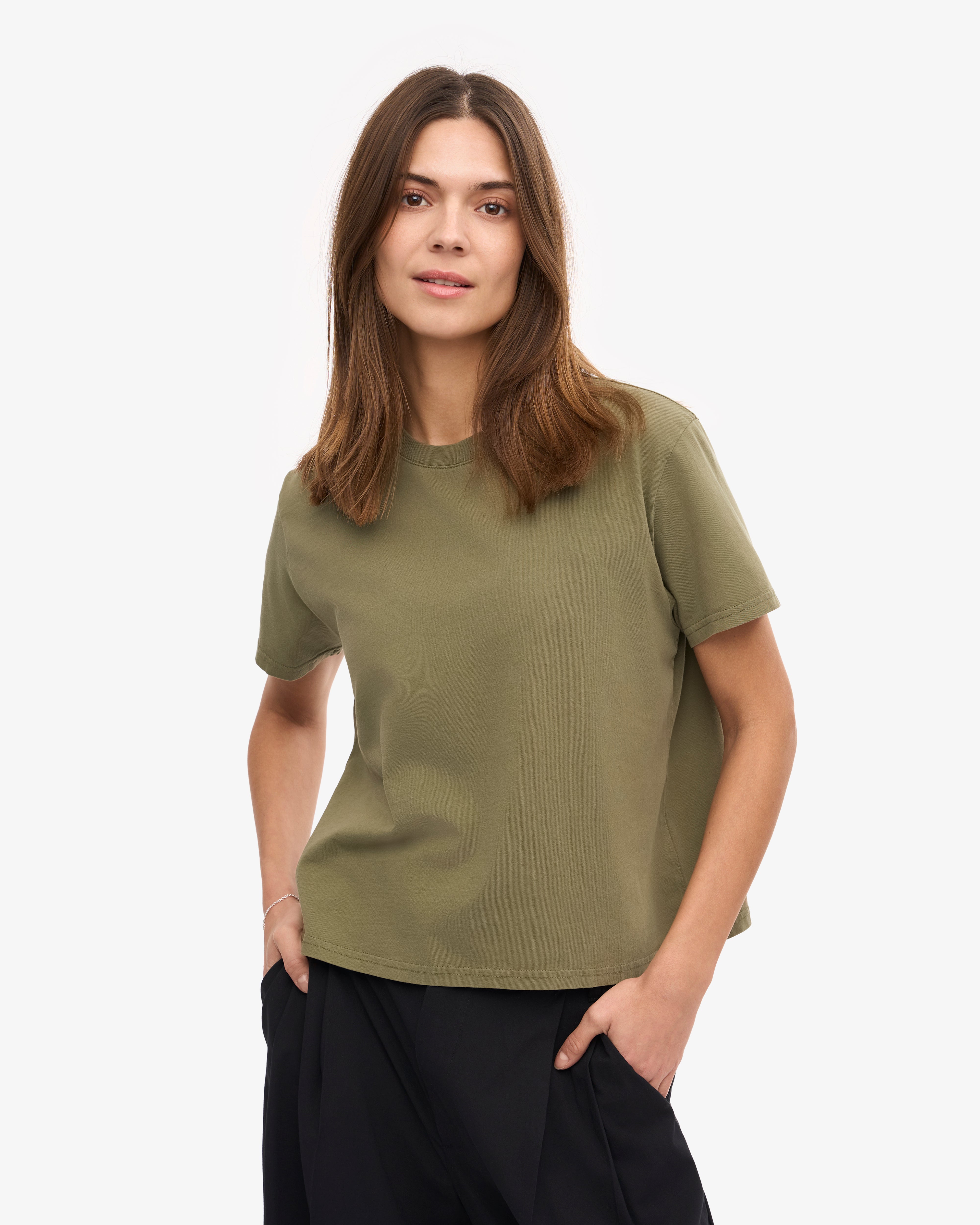 Organic Boxy Crop Tee - Dusty Olive XS