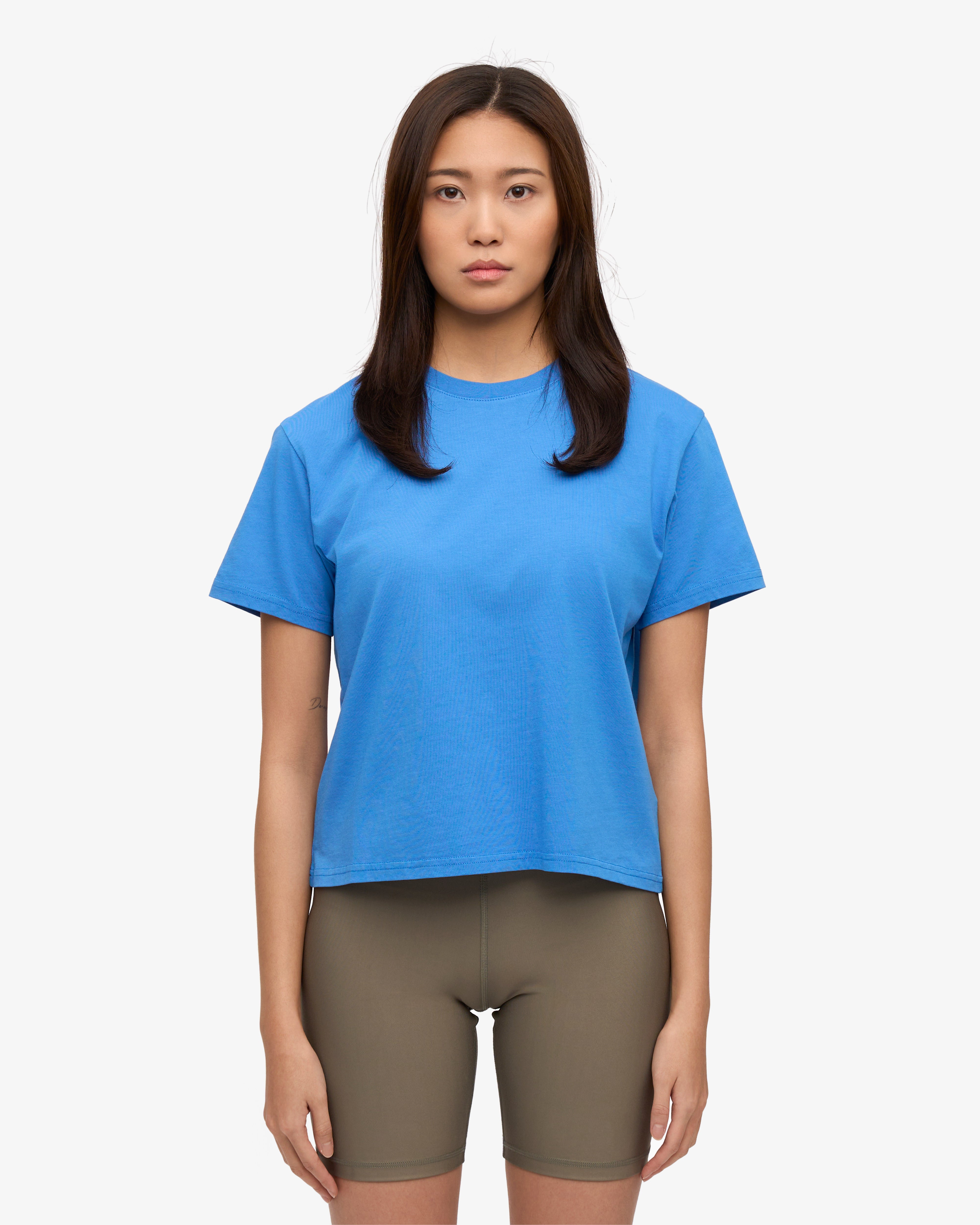 Organic Boxy Crop Tee - Pacific Blue XS