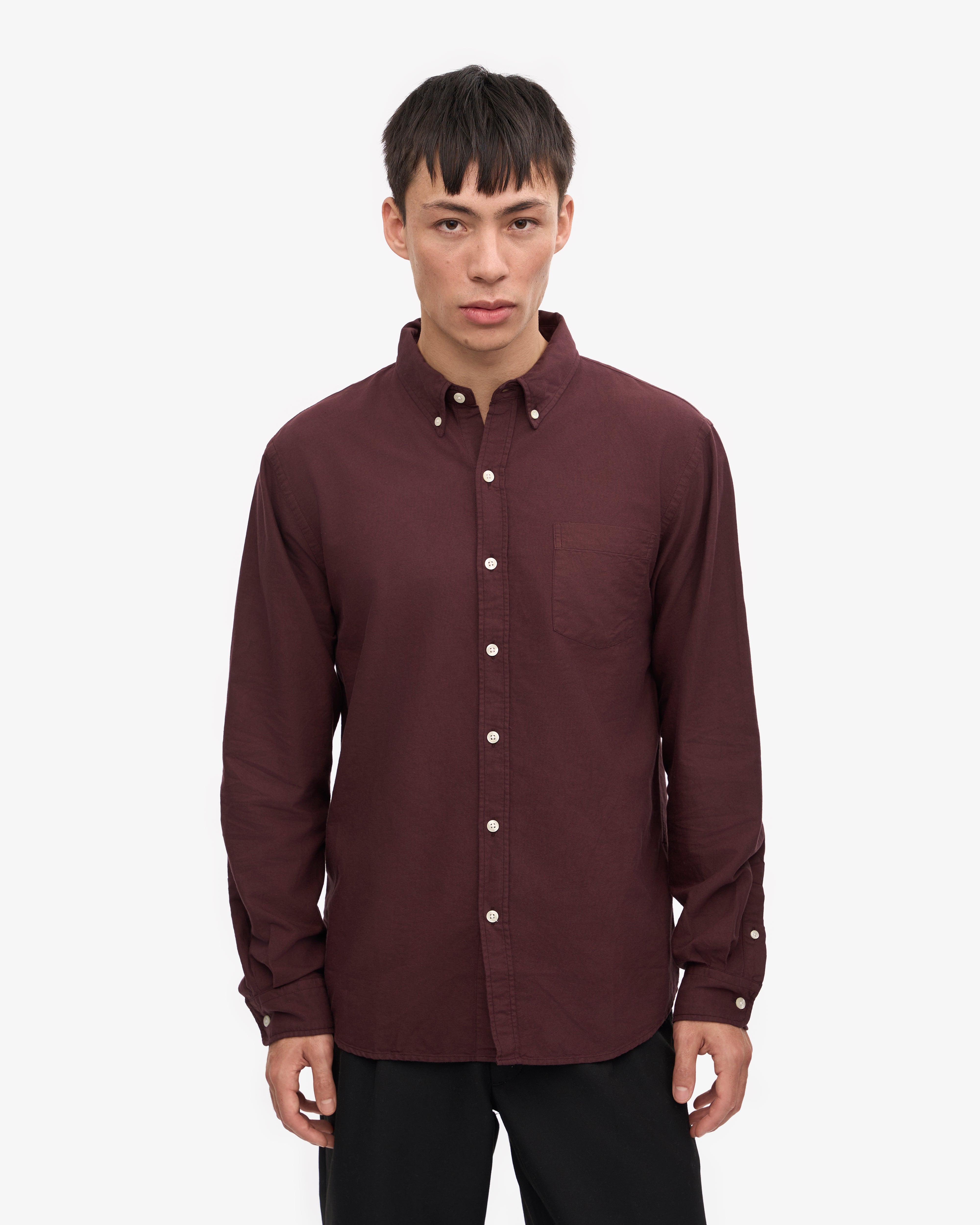 Organic Button Down Shirt - Oxblood Red