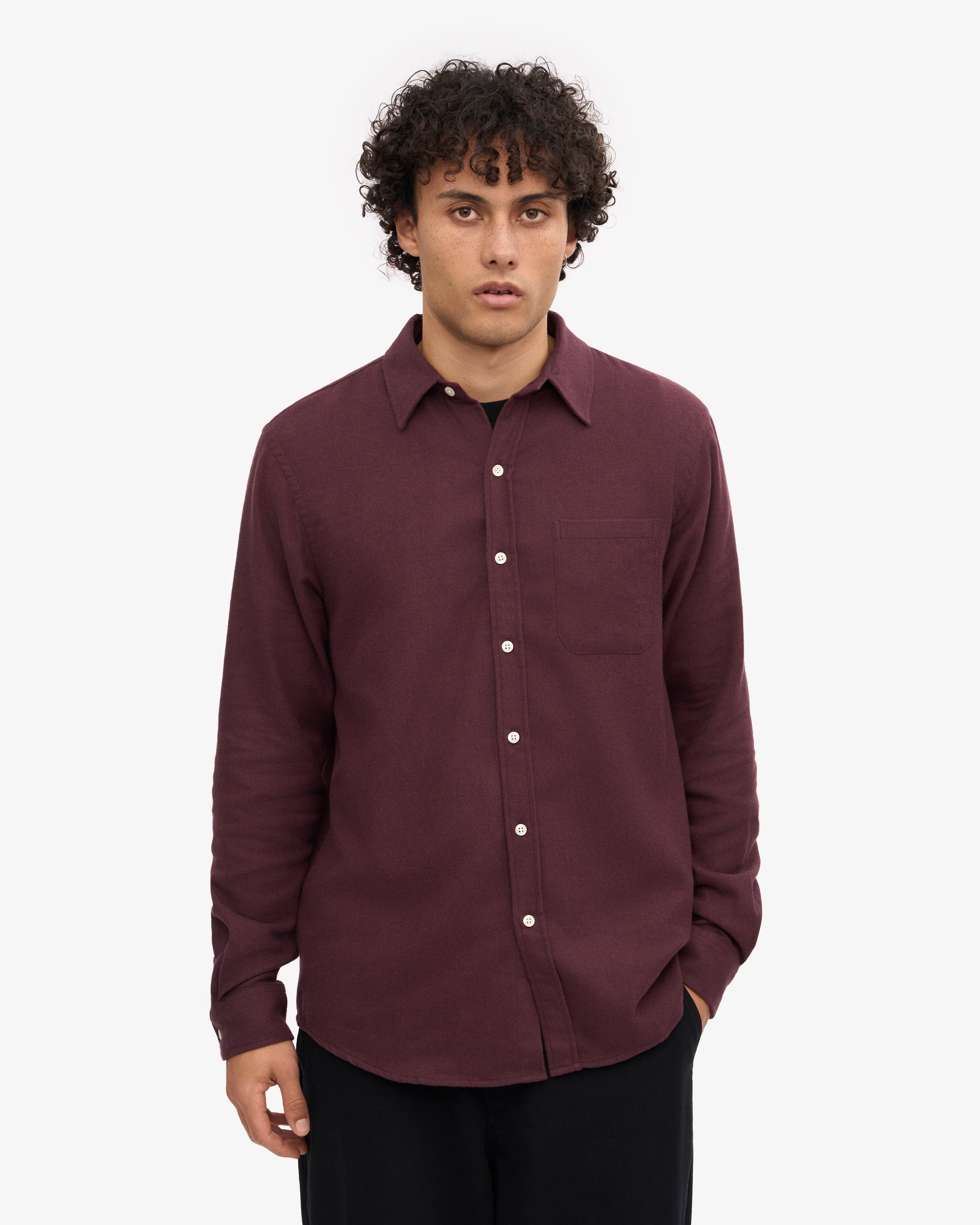 Organic Flannel Shirt - Oxblood Red