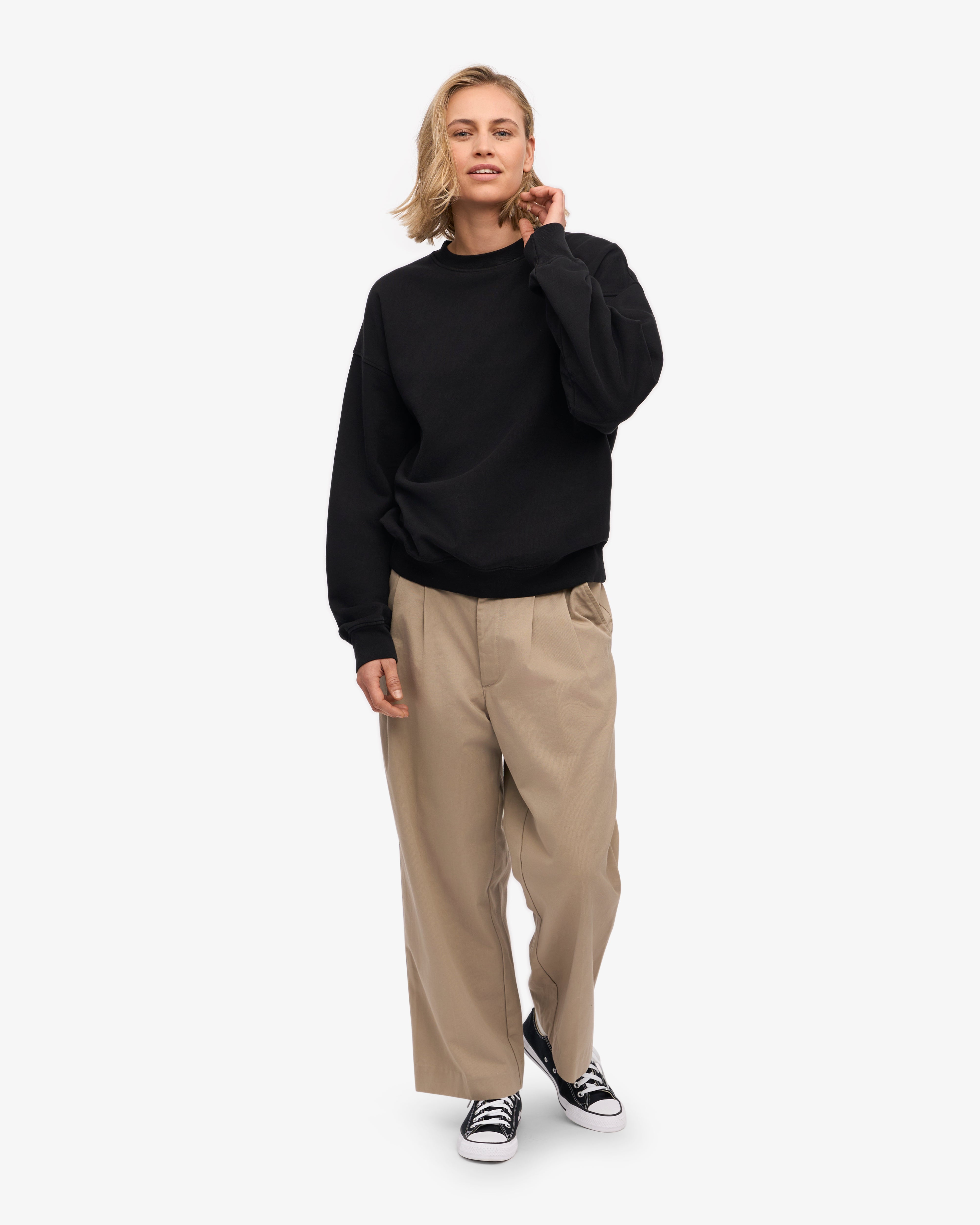 Organic Oversized Crew - Deep Black XS