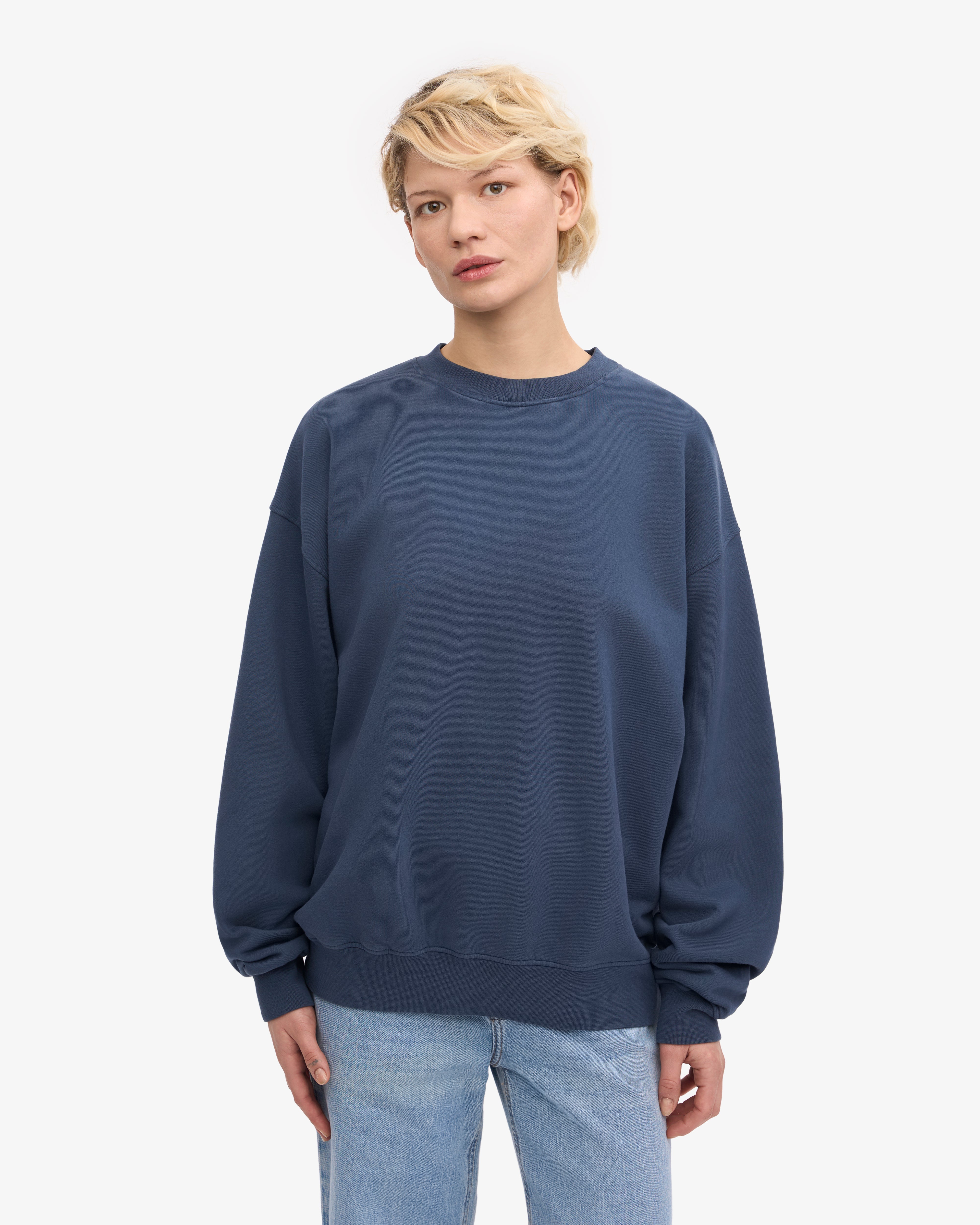Organic Oversized Crew - Petrol Blue XS