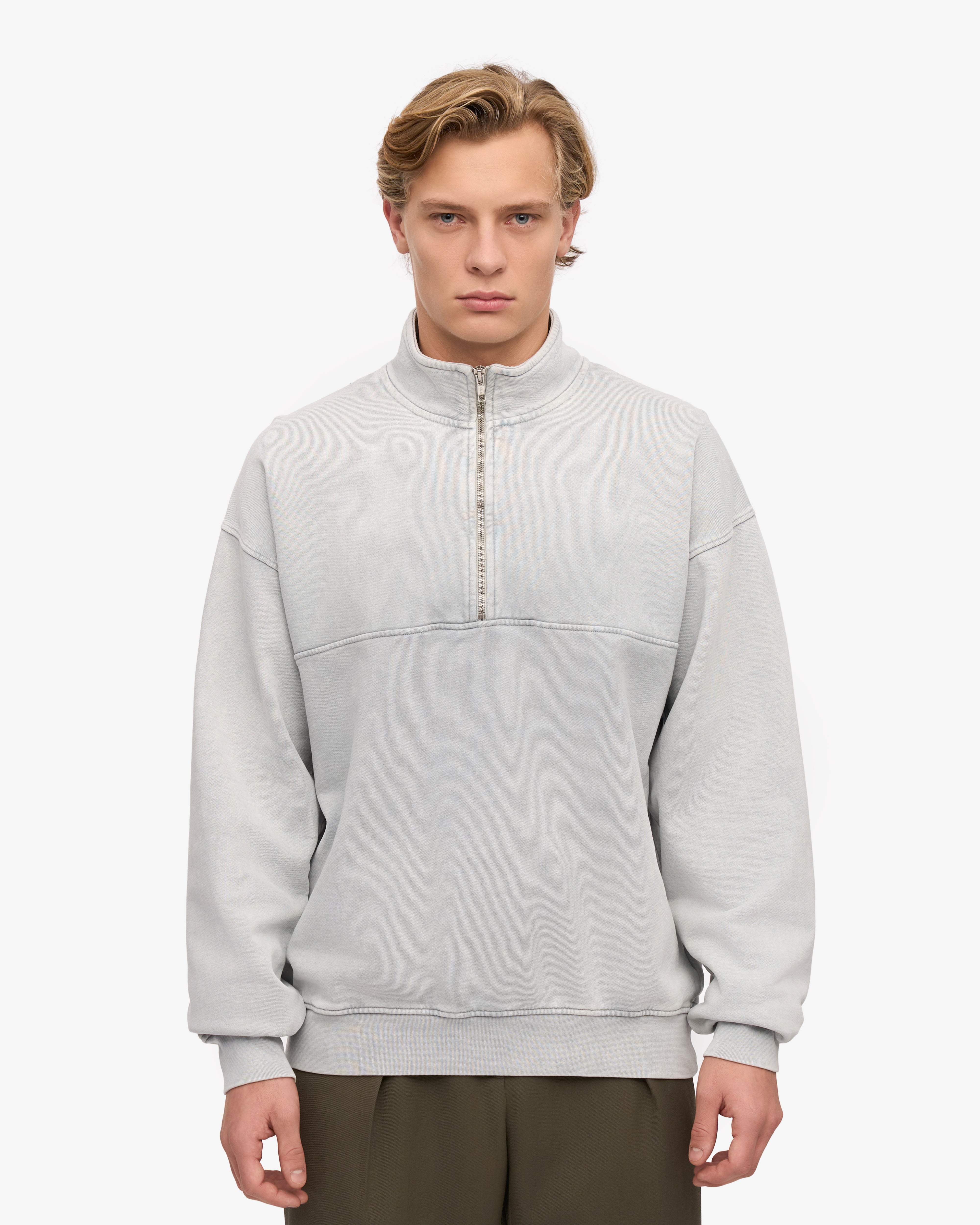 Organic Quarter Zip - Faded Grey