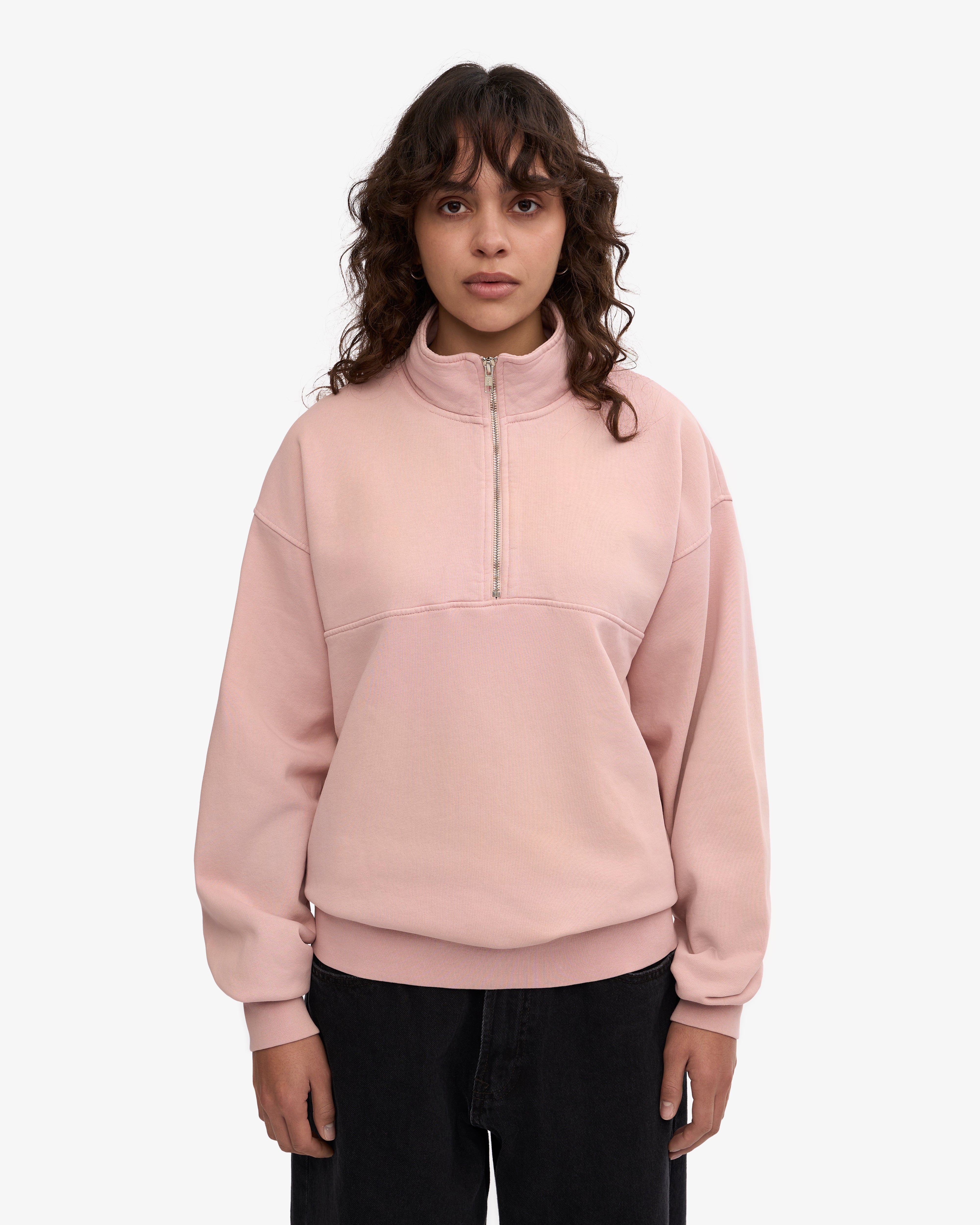 Organic Quarter Zip - Faded Pink