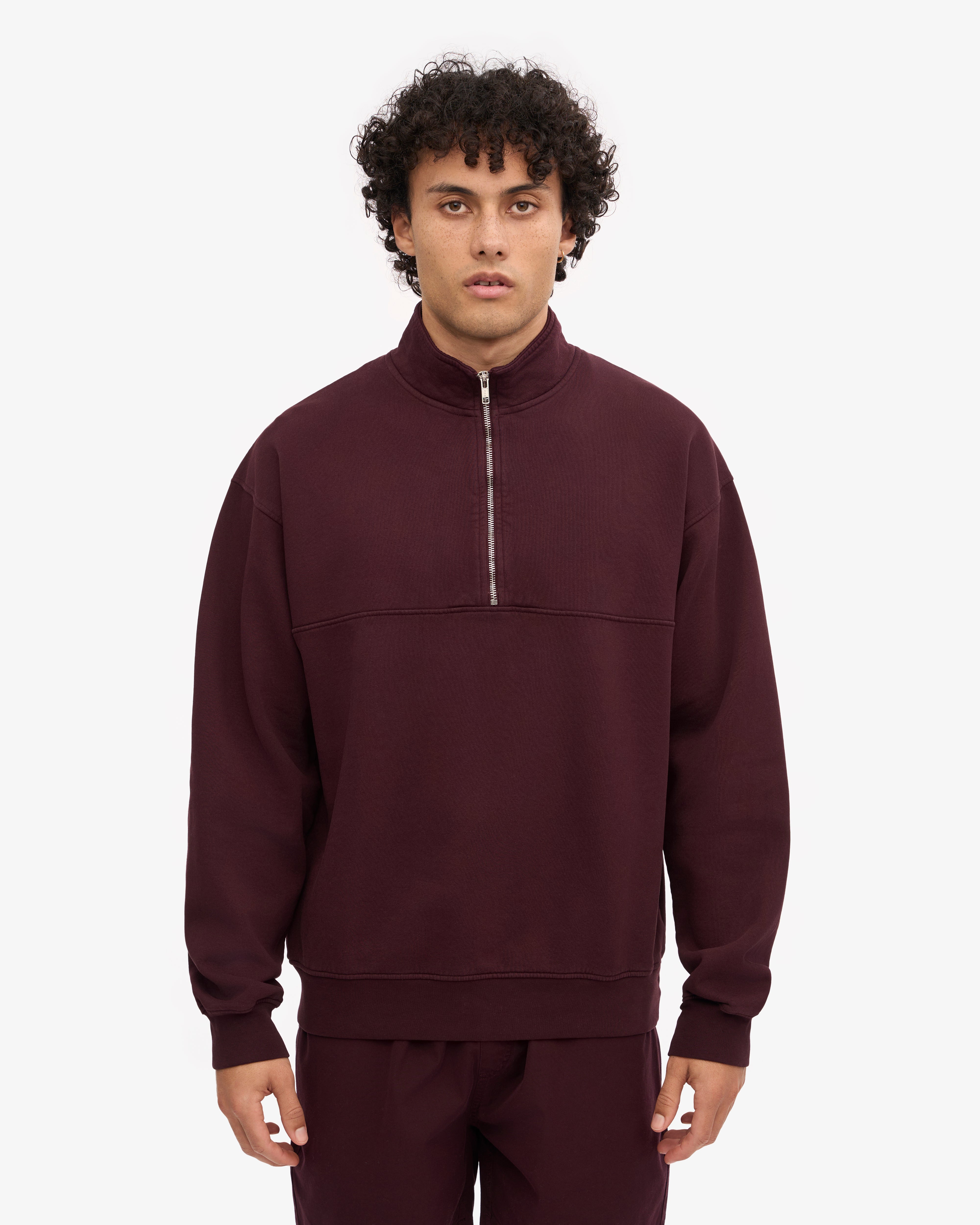 Organic Quarter Zip - Oxblood Red