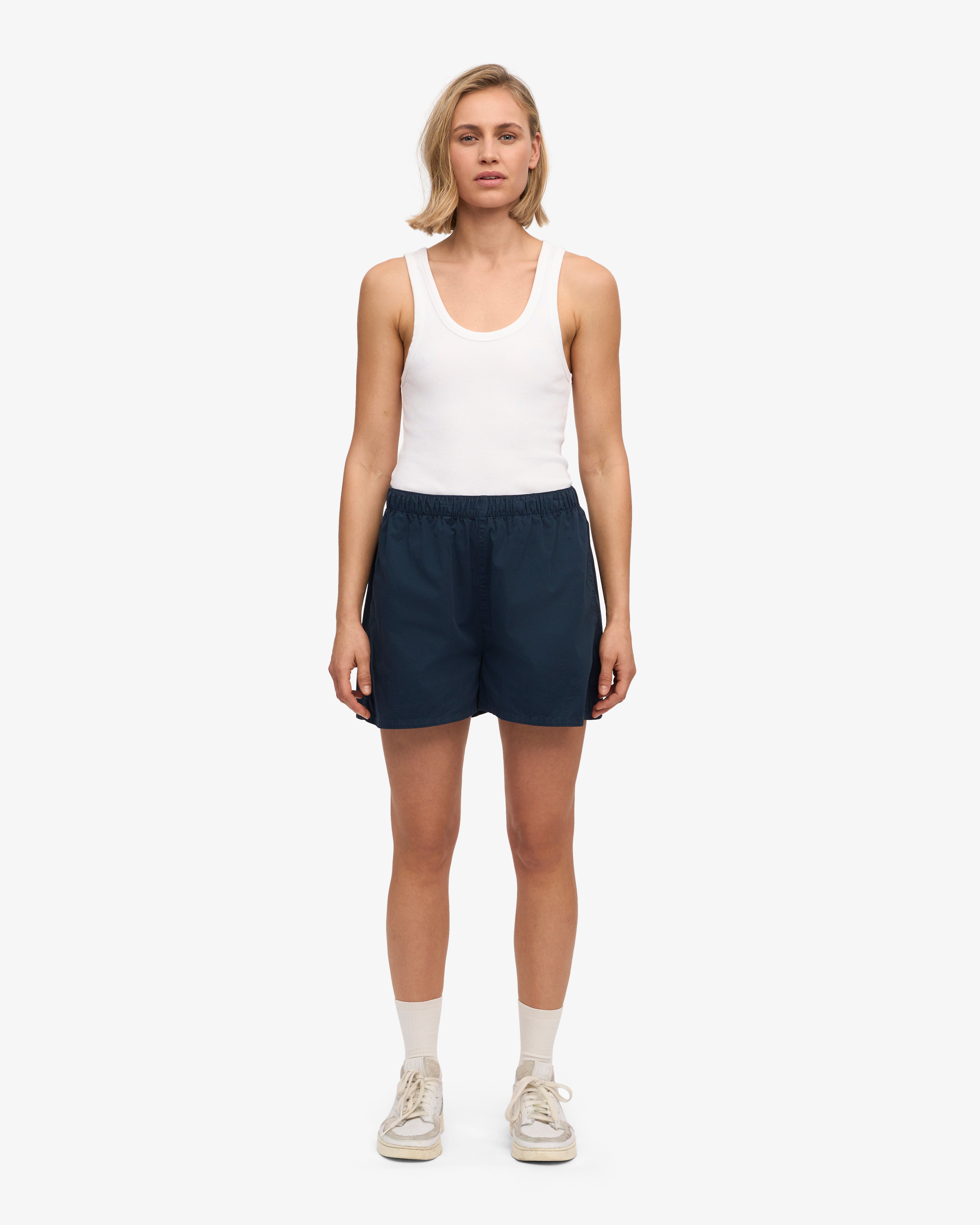 Women Organic Twill Shorts - Navy Blue