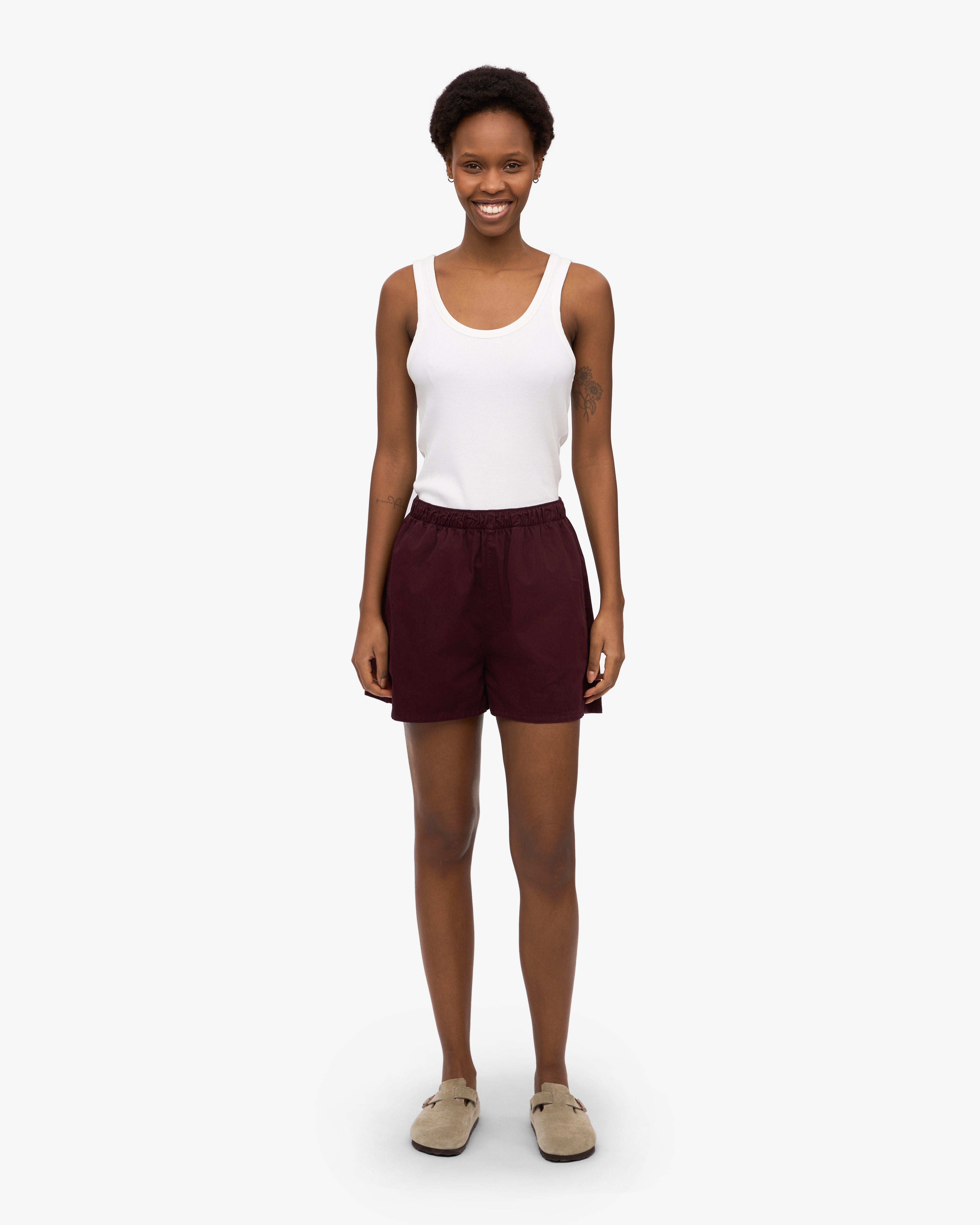 Women Organic Twill Shorts - Oxblood Red