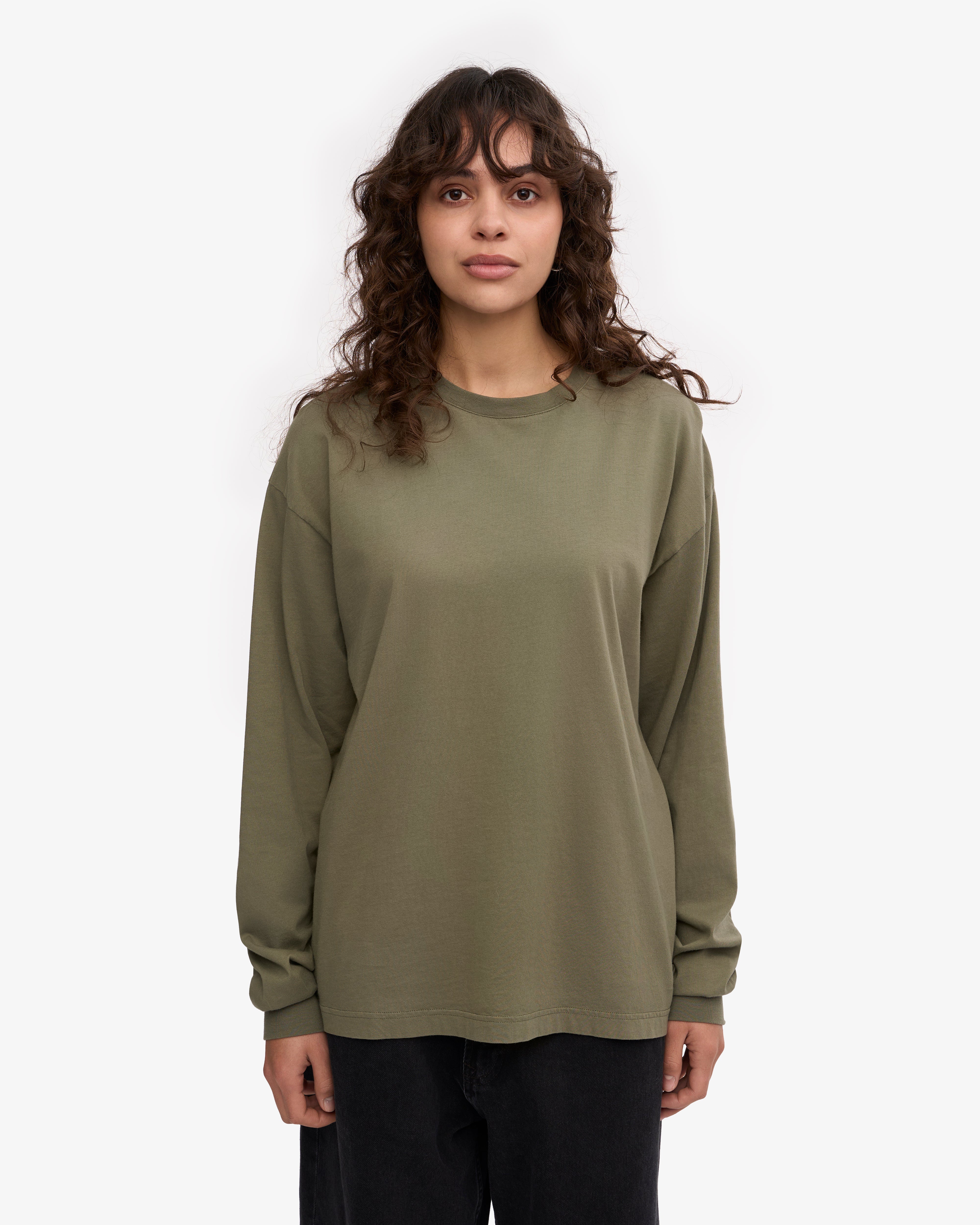 Oversized Organic LS T-Shirt - Dusty Olive XS