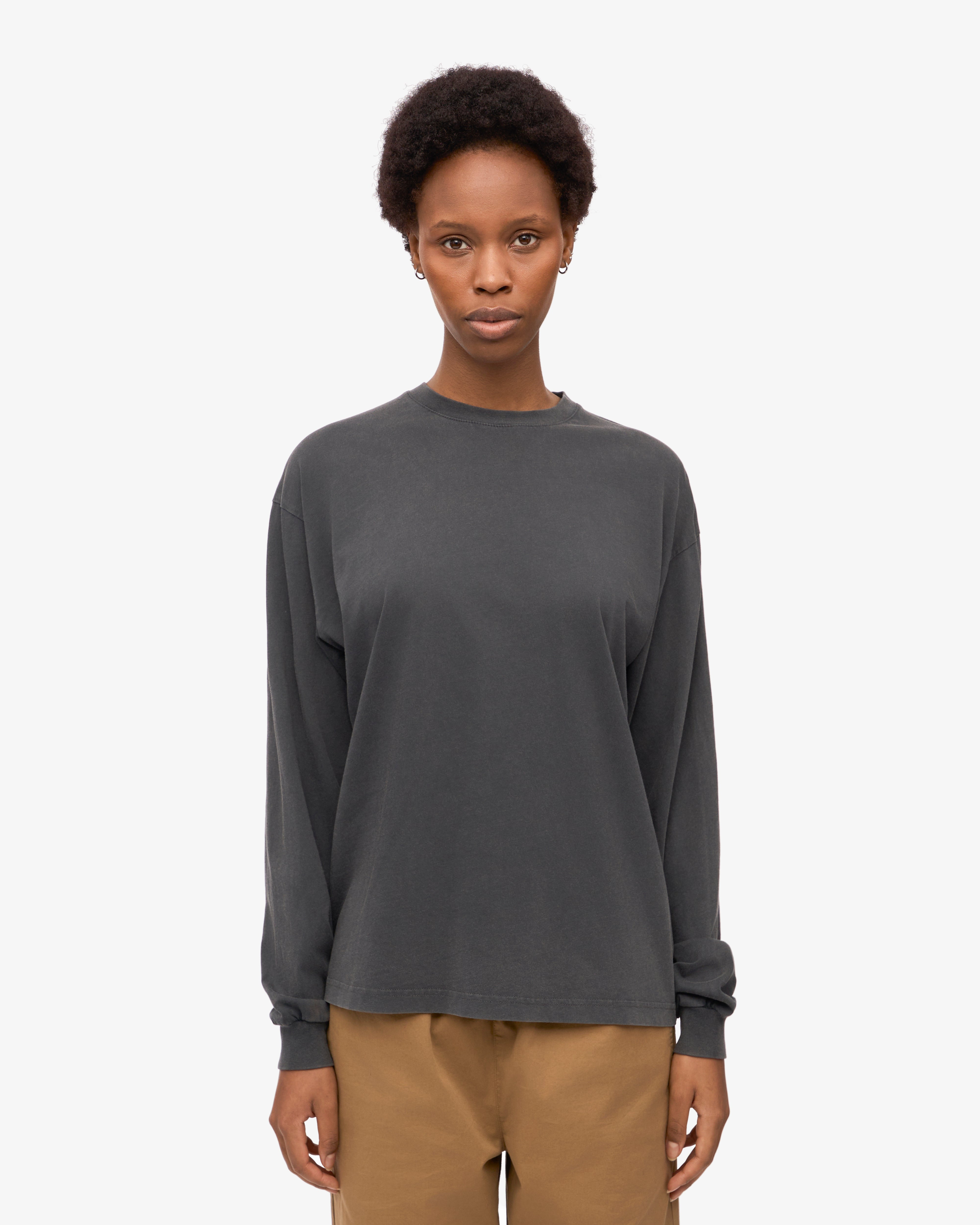 Oversized Organic LS T-Shirt - Faded Black XS