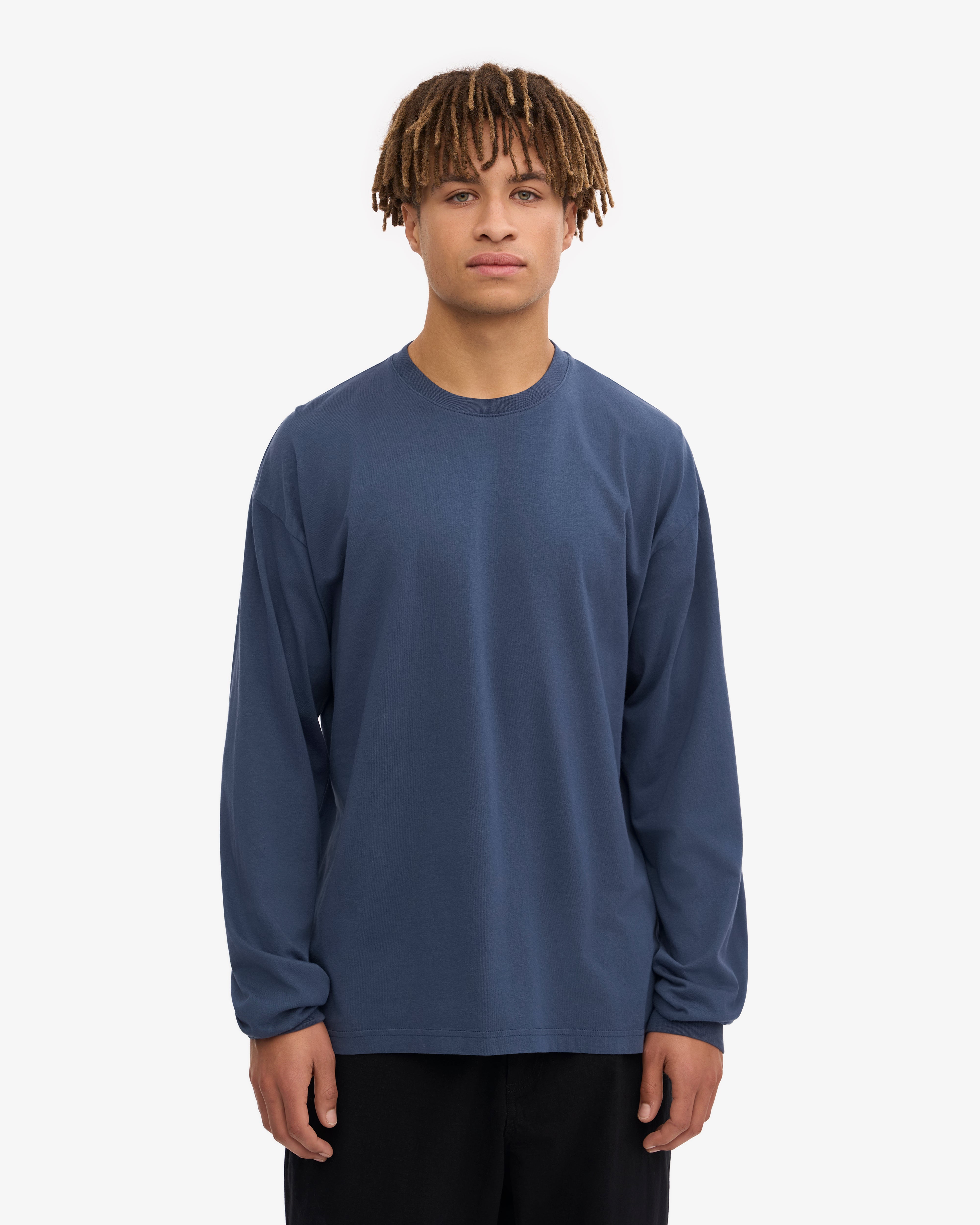 Oversized Organic LS T-Shirt - Petrol Blue XS